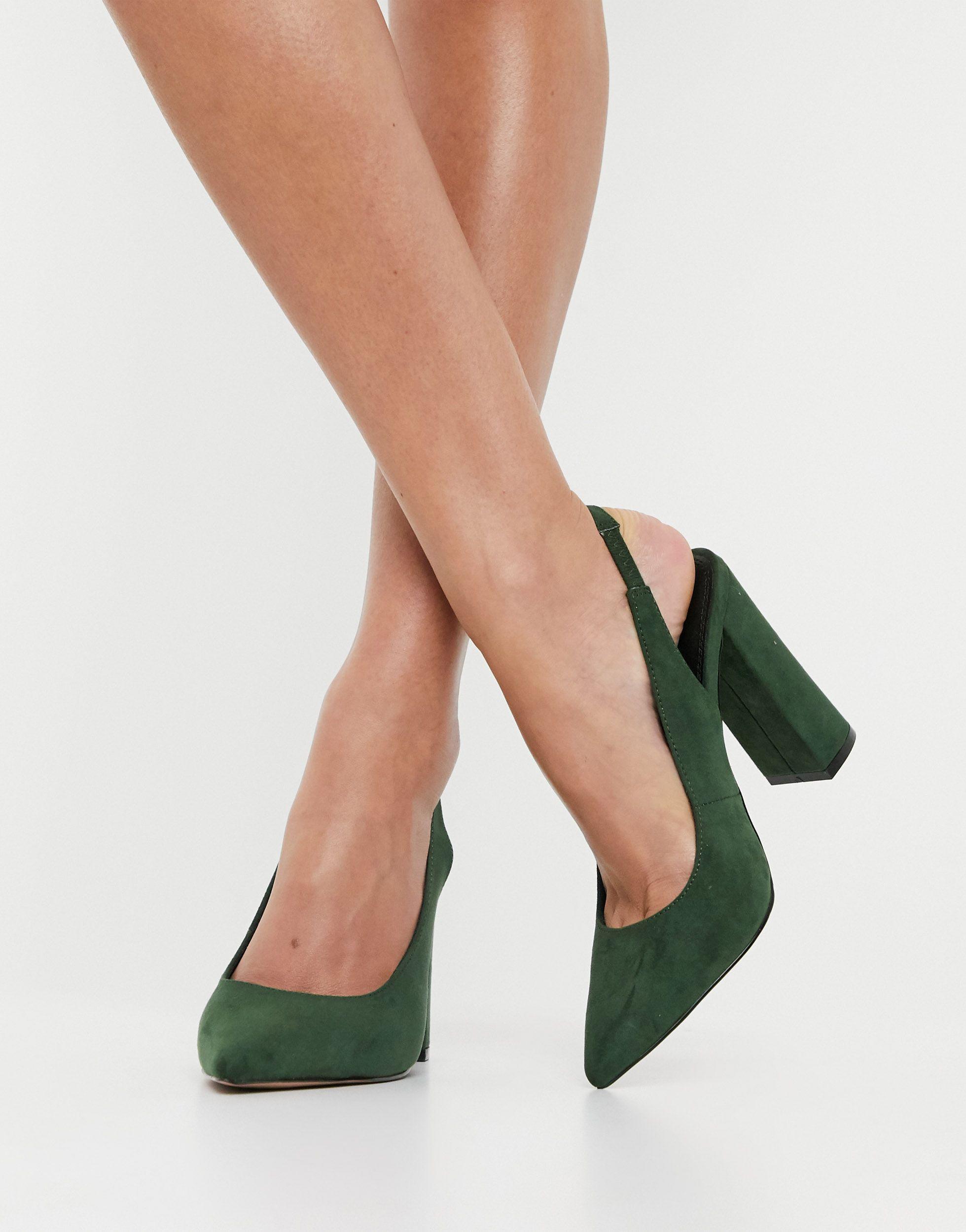 Parson - chaussures à bride arrière et talon haut carré ASOS en coloris  Vert | Lyst