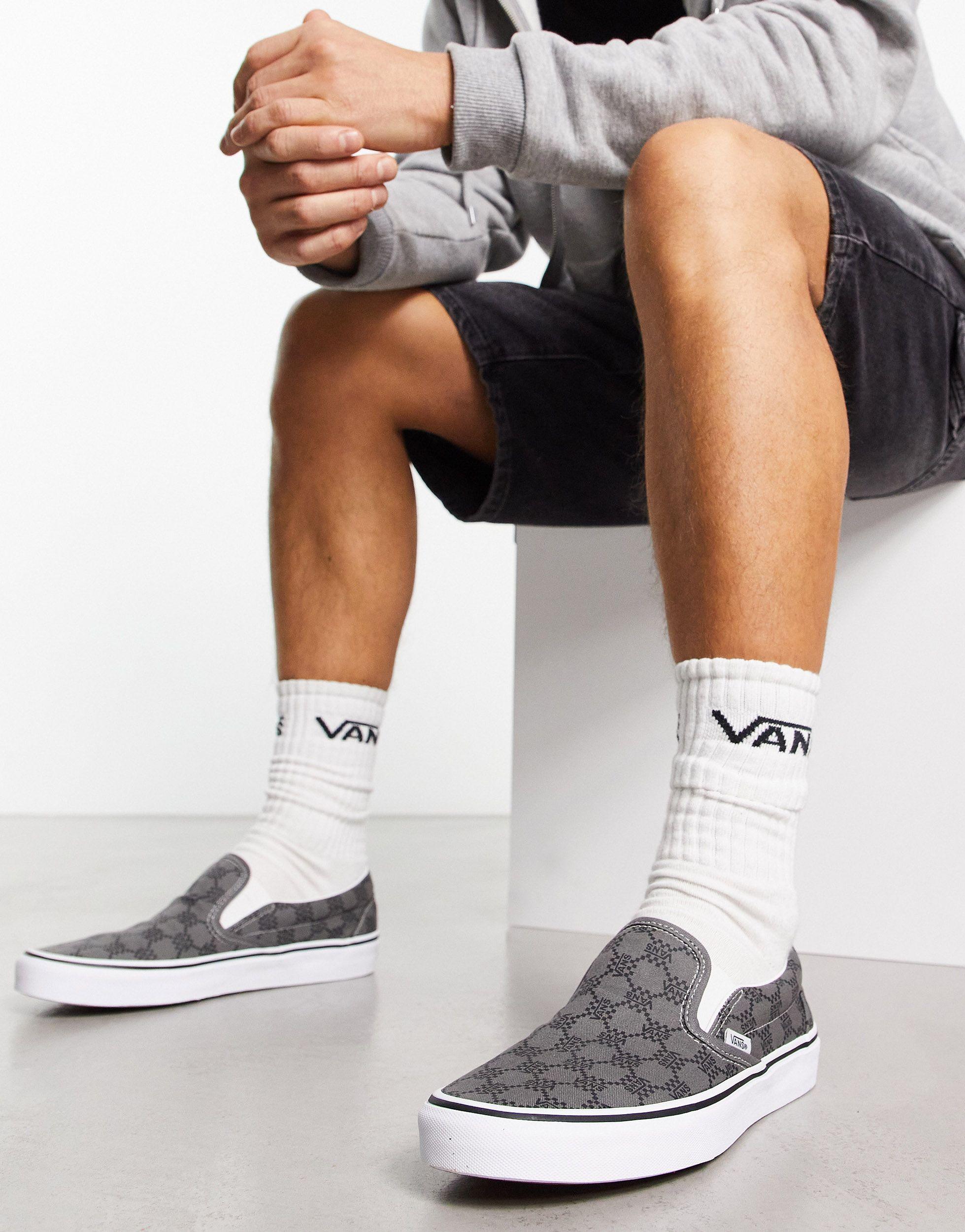 Vans Slip-on - Instappers Met Monogramprint in het Wit voor heren | Lyst NL