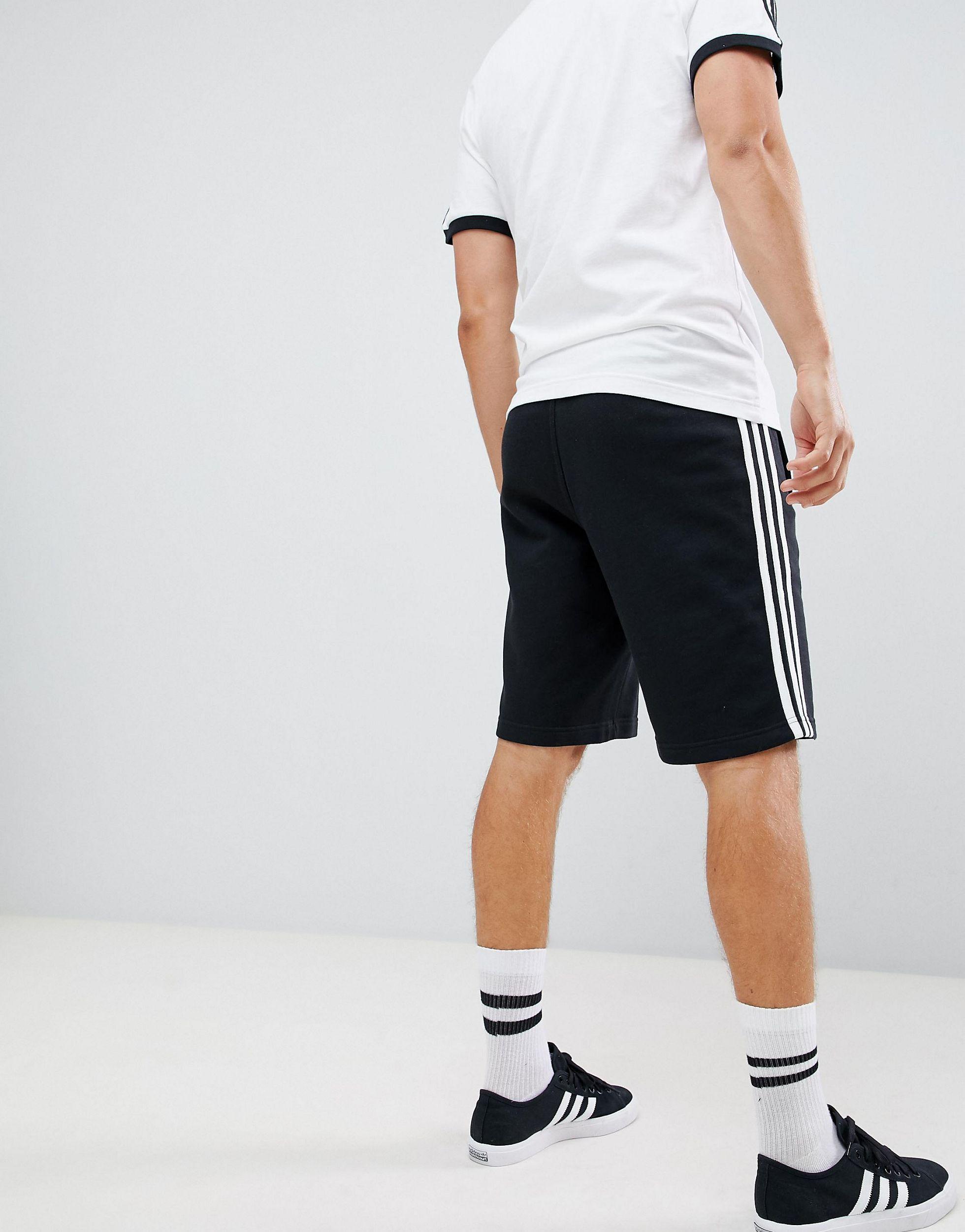 adidas originals adicolor three stripe shorts in black