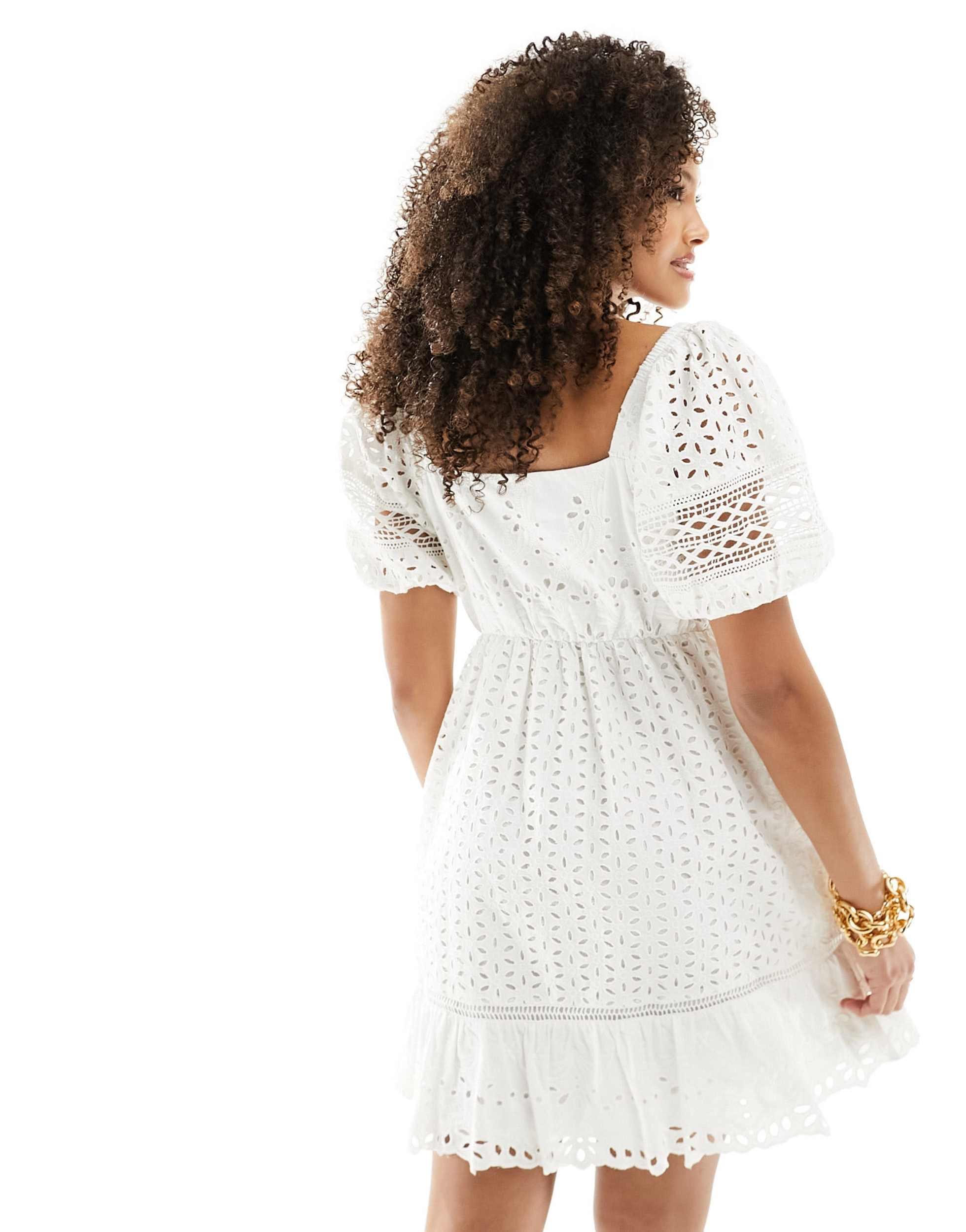 French Connection Alissa Cotton Broderie Mini Dress in White Lyst