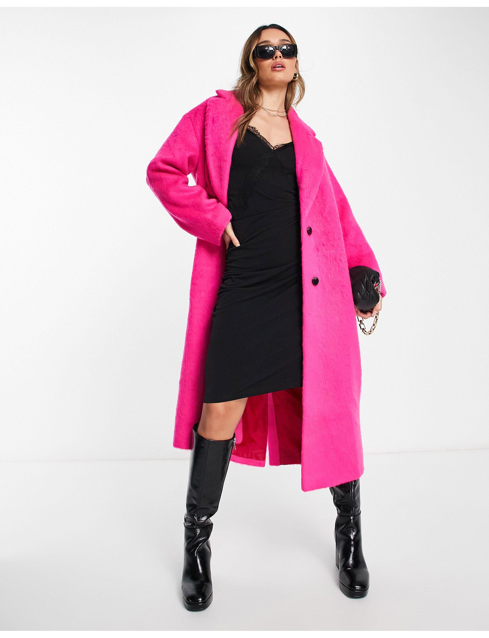 ASOS – angerauter, eleganter mantel in Pink | Lyst AT
