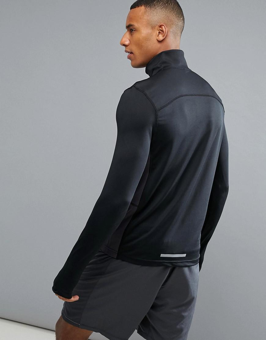 Lyst Threadbare Active Zip Neck Gym Top in Black for Men
