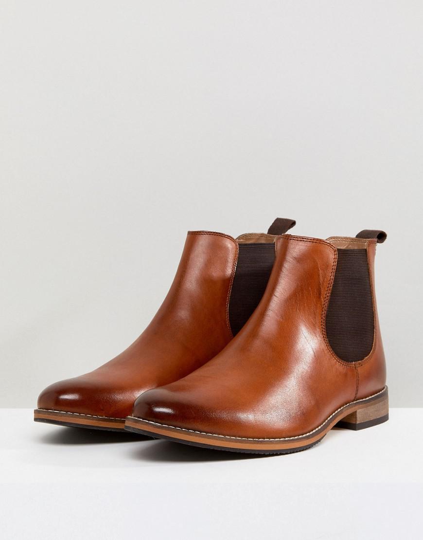 ASOS Asos Wide Fit Chelsea Boots In Brown Leather With Natural Sole for ...