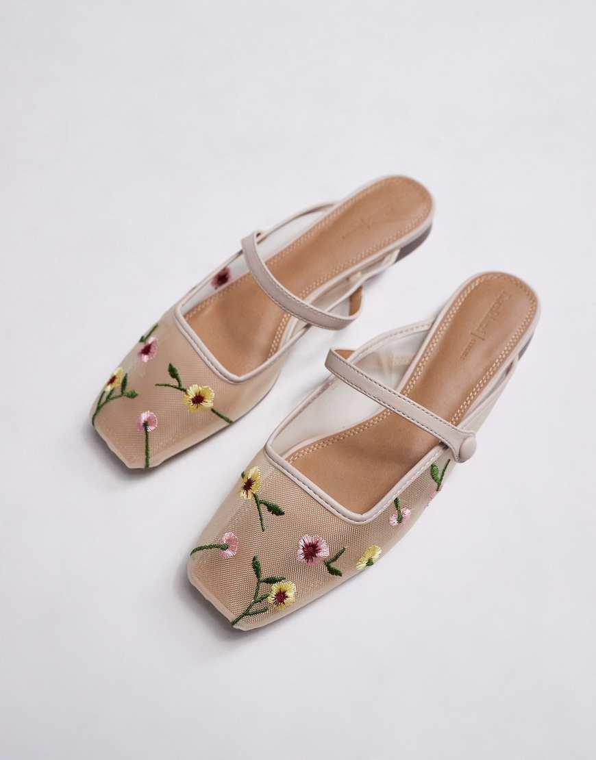 River Island Mesh Floral Ballet Flat in Grey Lyst UK