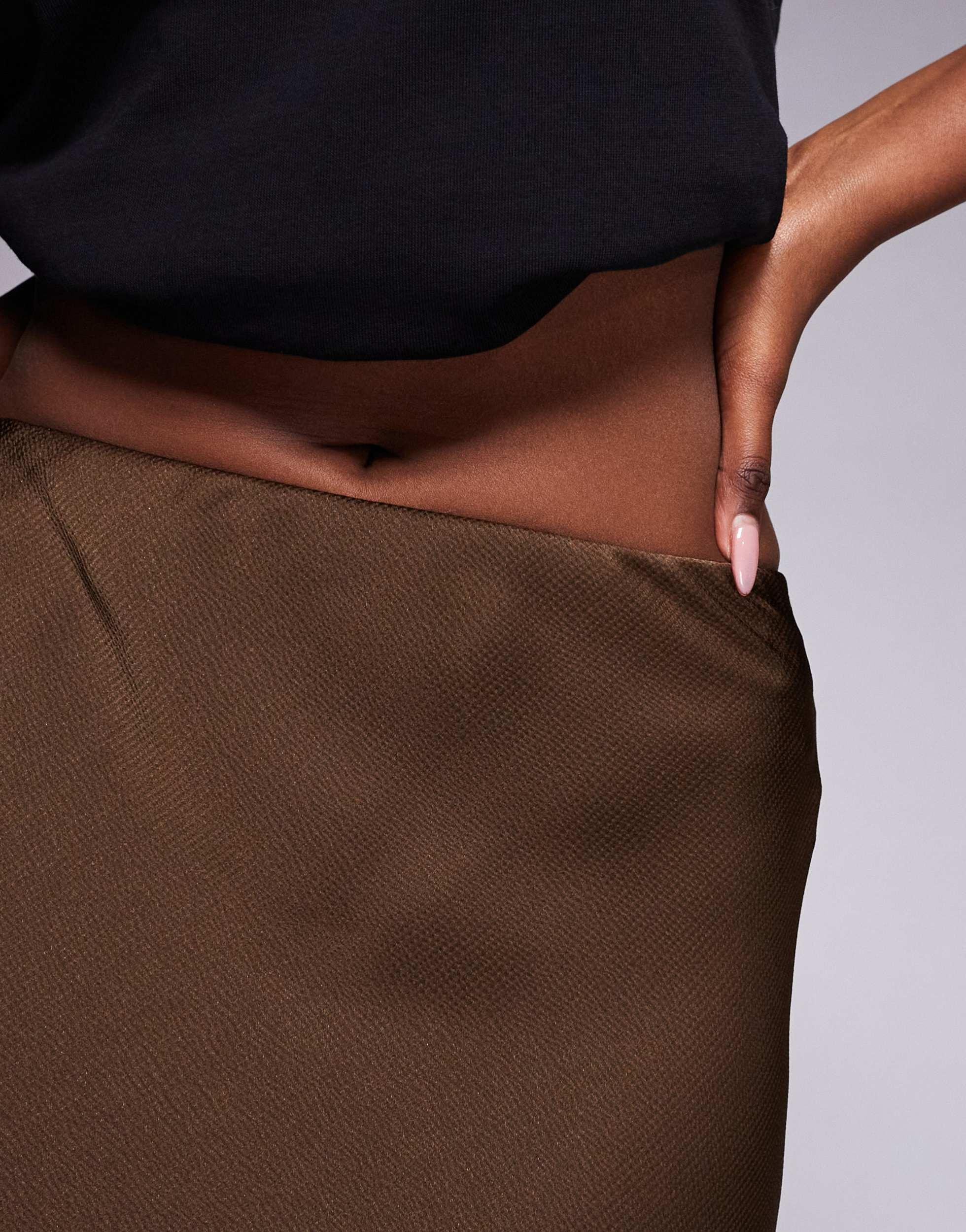 River Island Plus a-line midi skirt in green