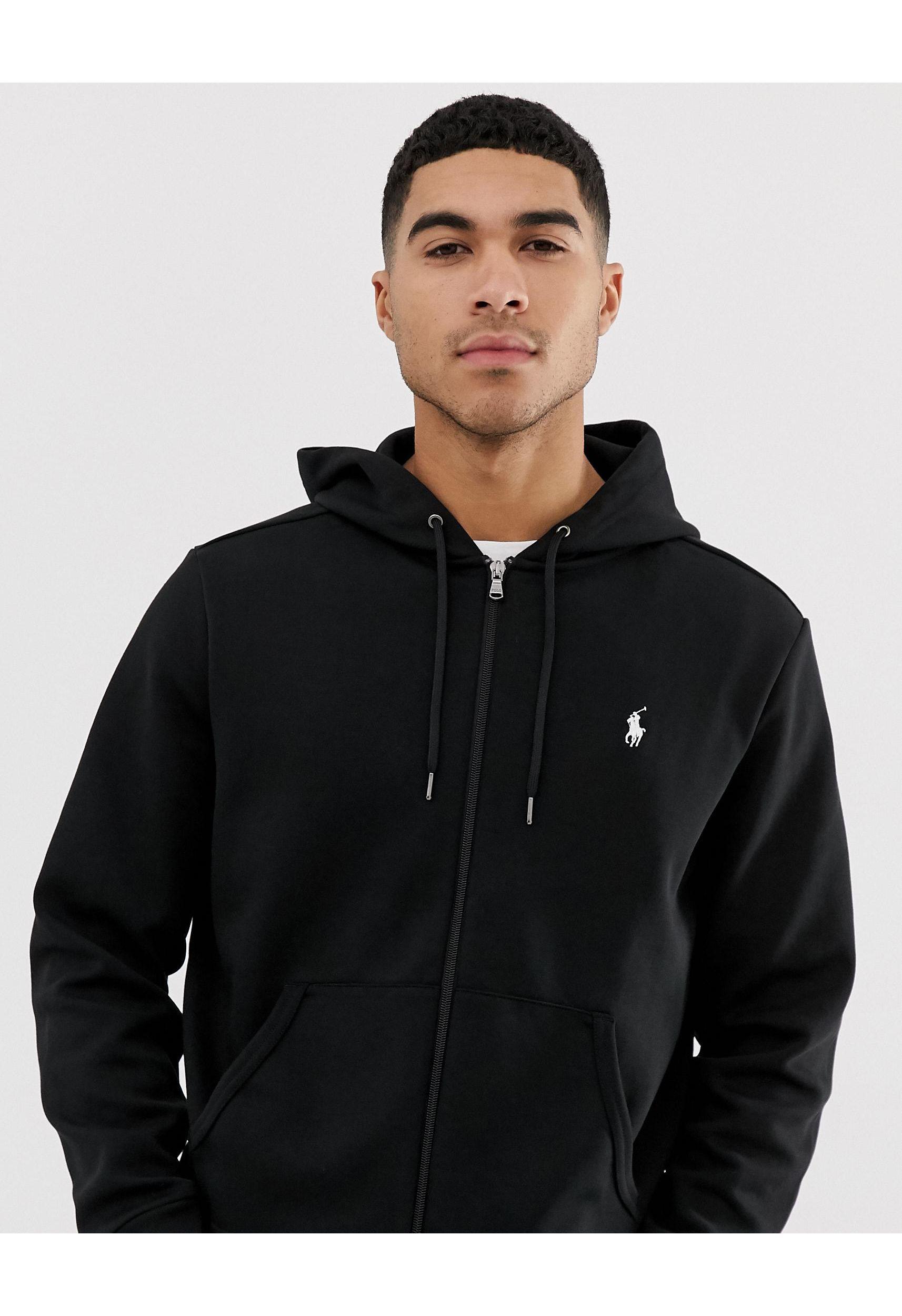 Polo Ralph Lauren Cotton Player Logo Full Zip Hoodie in Black for Men - Lyst