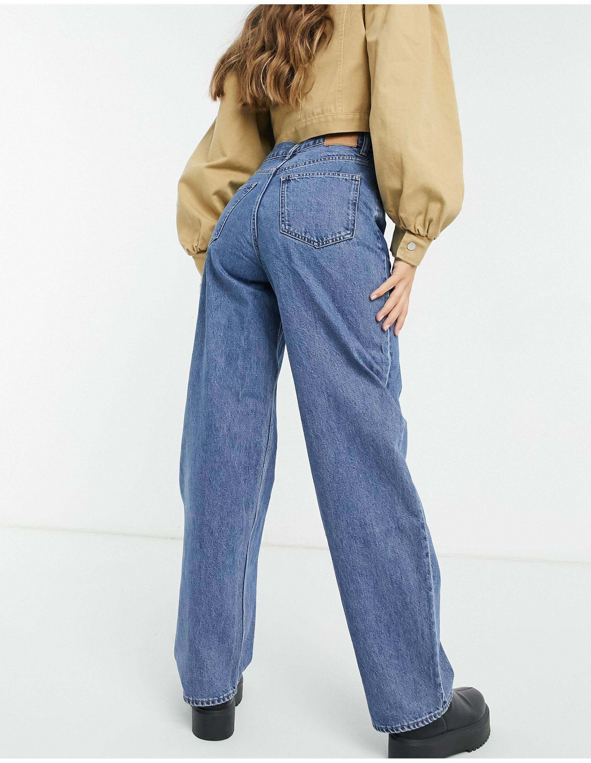 Weekday Rail Organic Cotton High Waist Straight Leg Jeans in Blue - Lyst