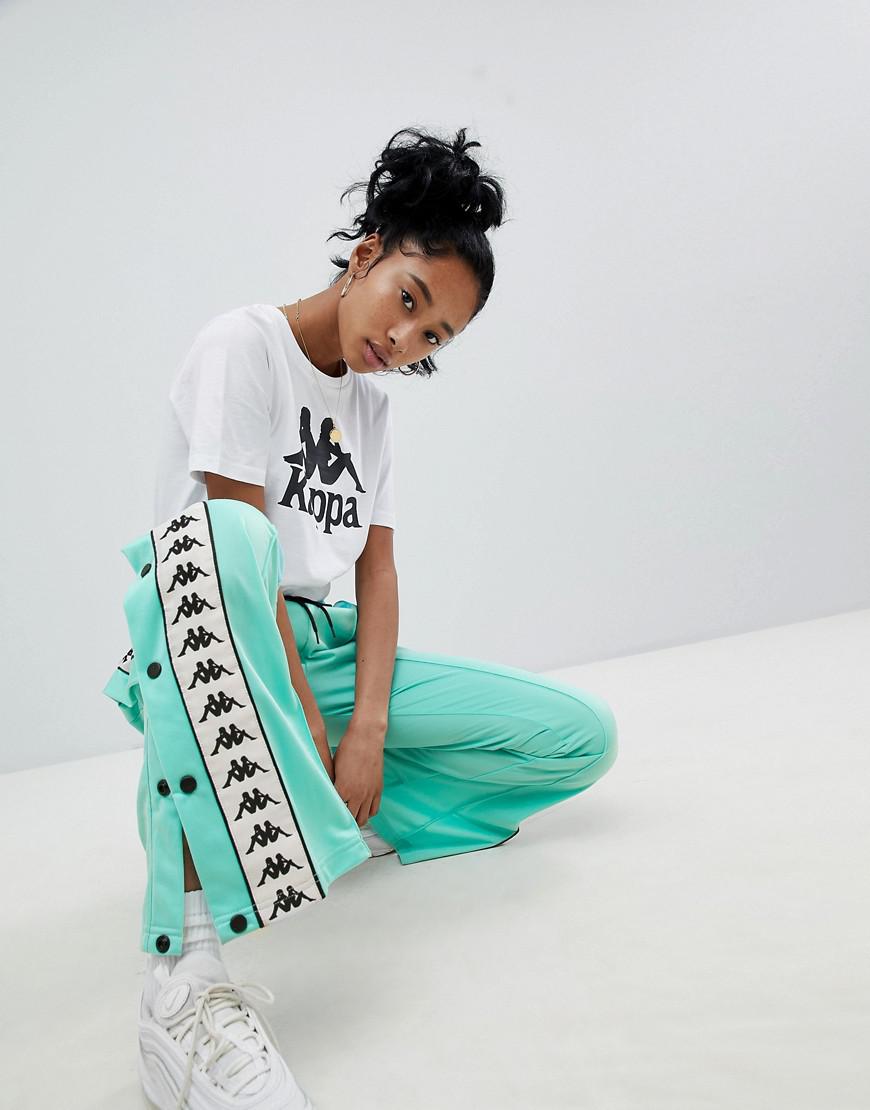 Kappa Popper Tracksuit Pant With Logo Taping in Green | Lyst