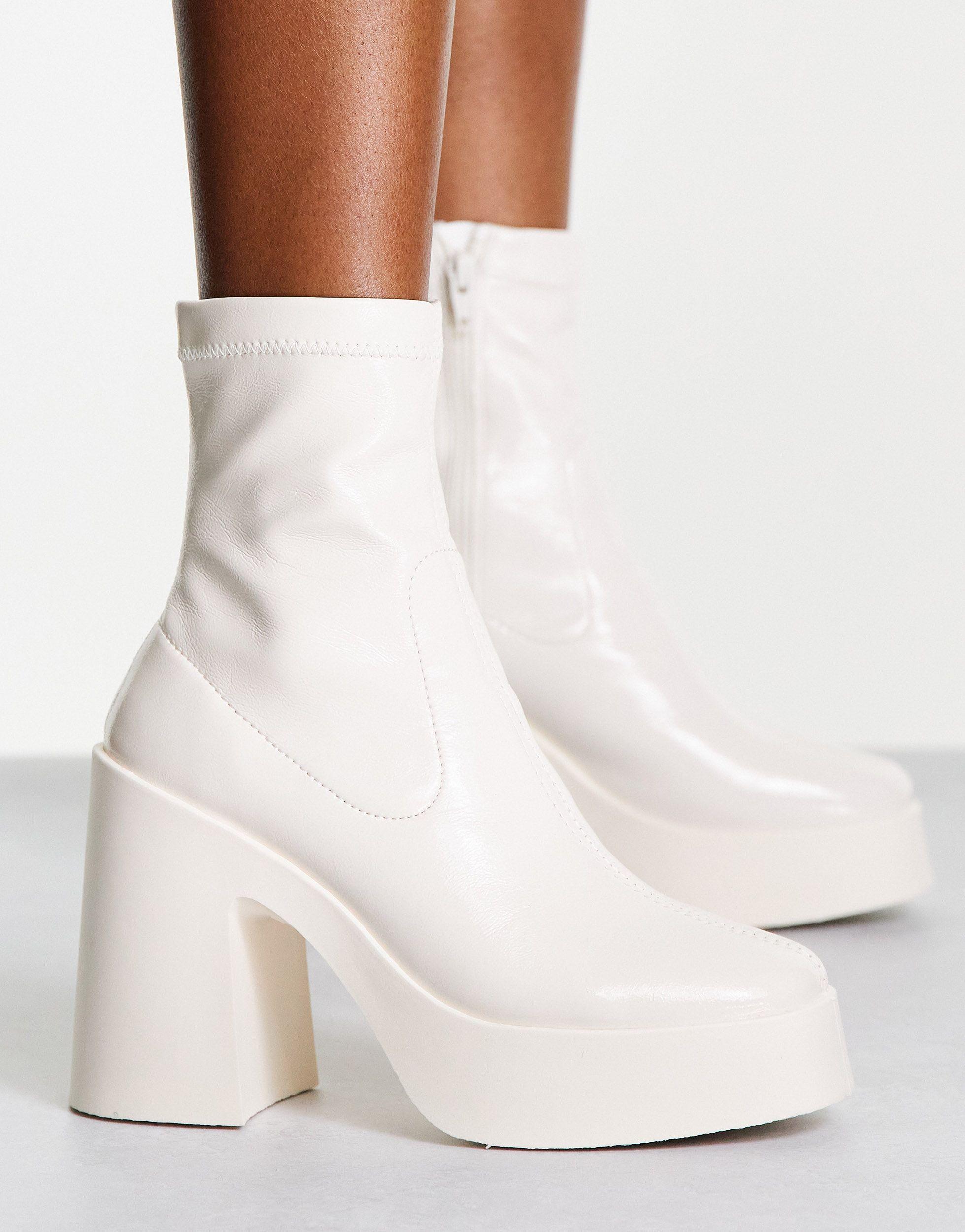 Botas blancas estilo calcetín con tacón alto ASOS de color Blanco | Lyst