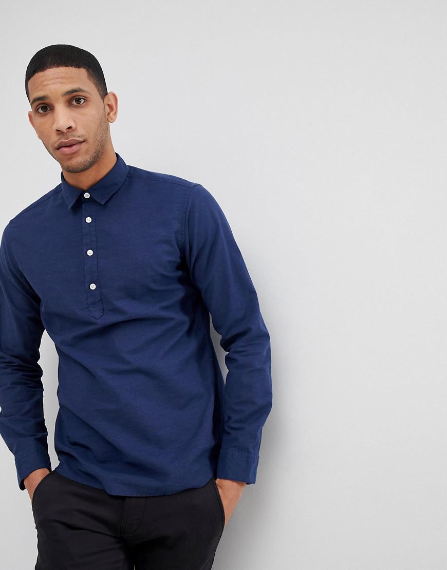 Half Placket Regular Fit Linen Shirt 