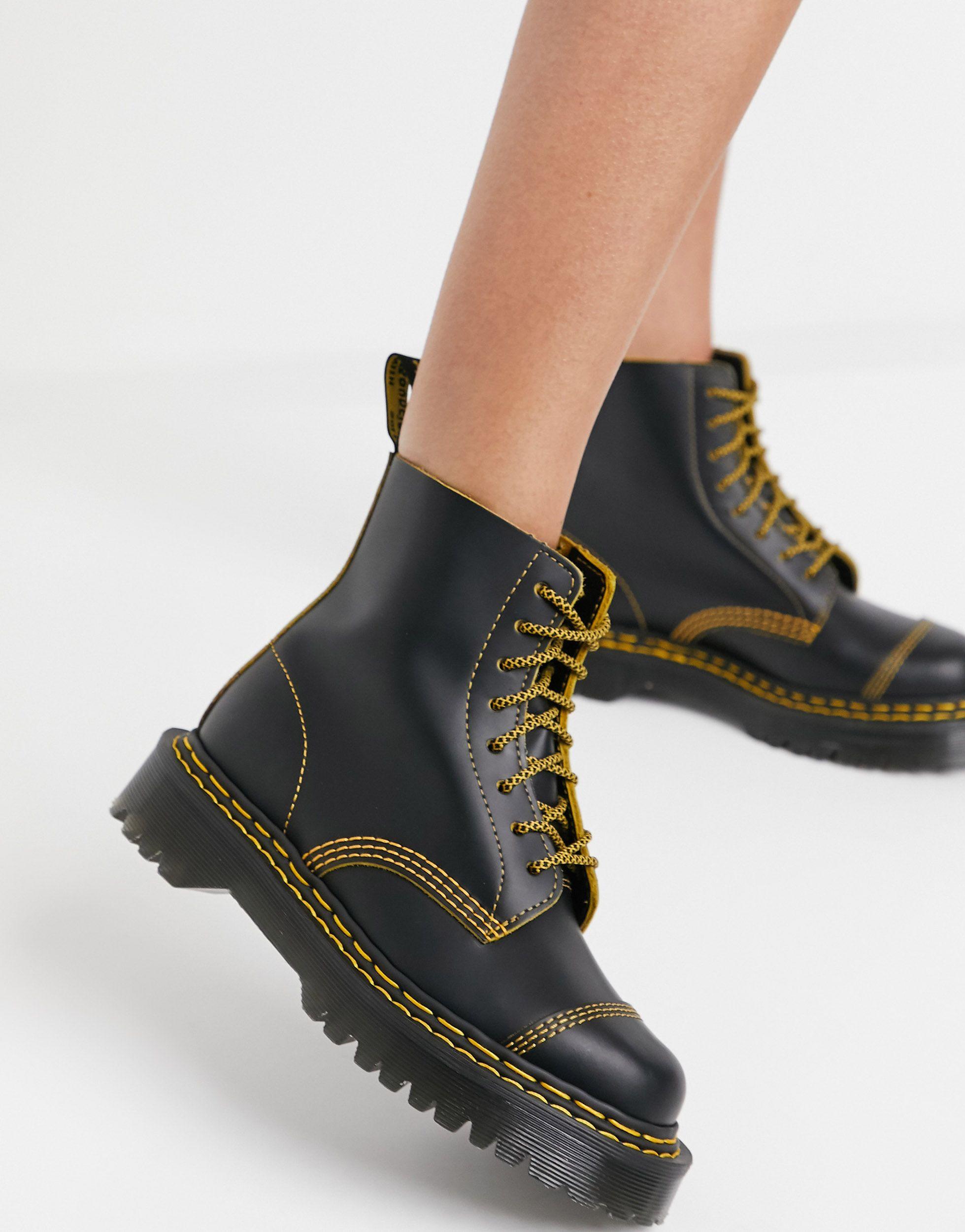 Dr. Martens 1460 Pascal Bex Double Stitch Boots in Black | Lyst