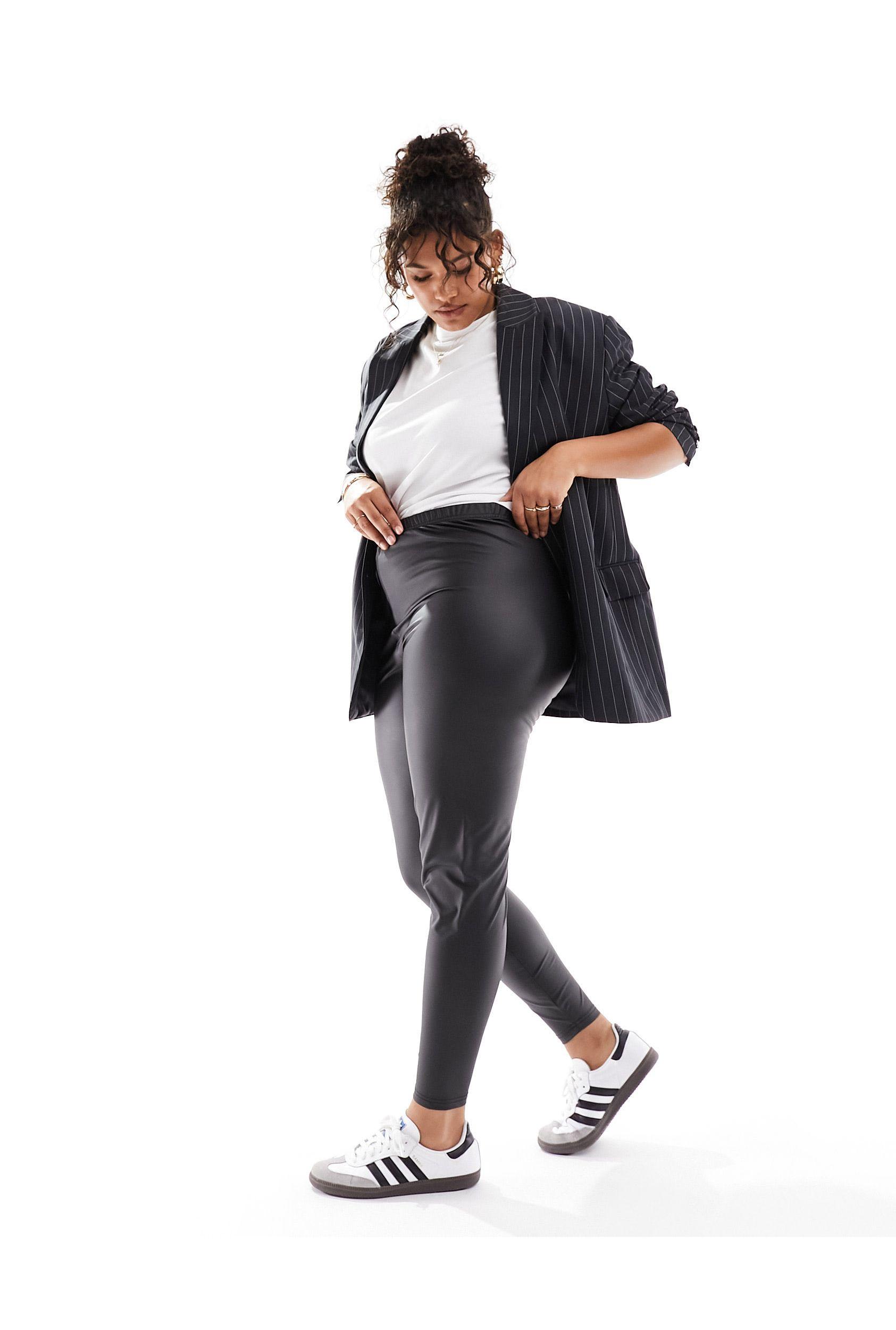 ASOS Asos Design Curve Leather Look leggings in Black | Lyst