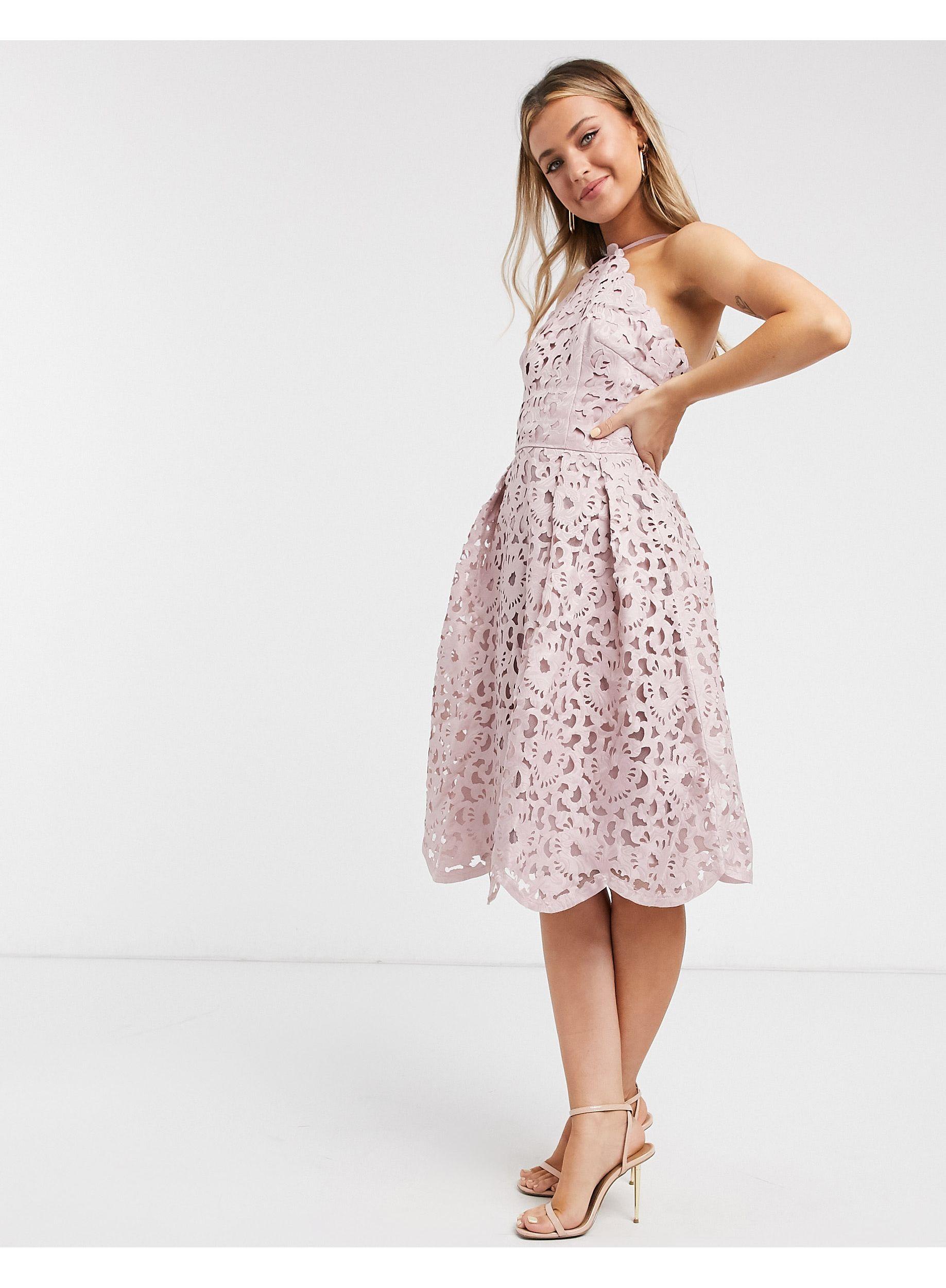 Lace Halter Neck Midi Dress