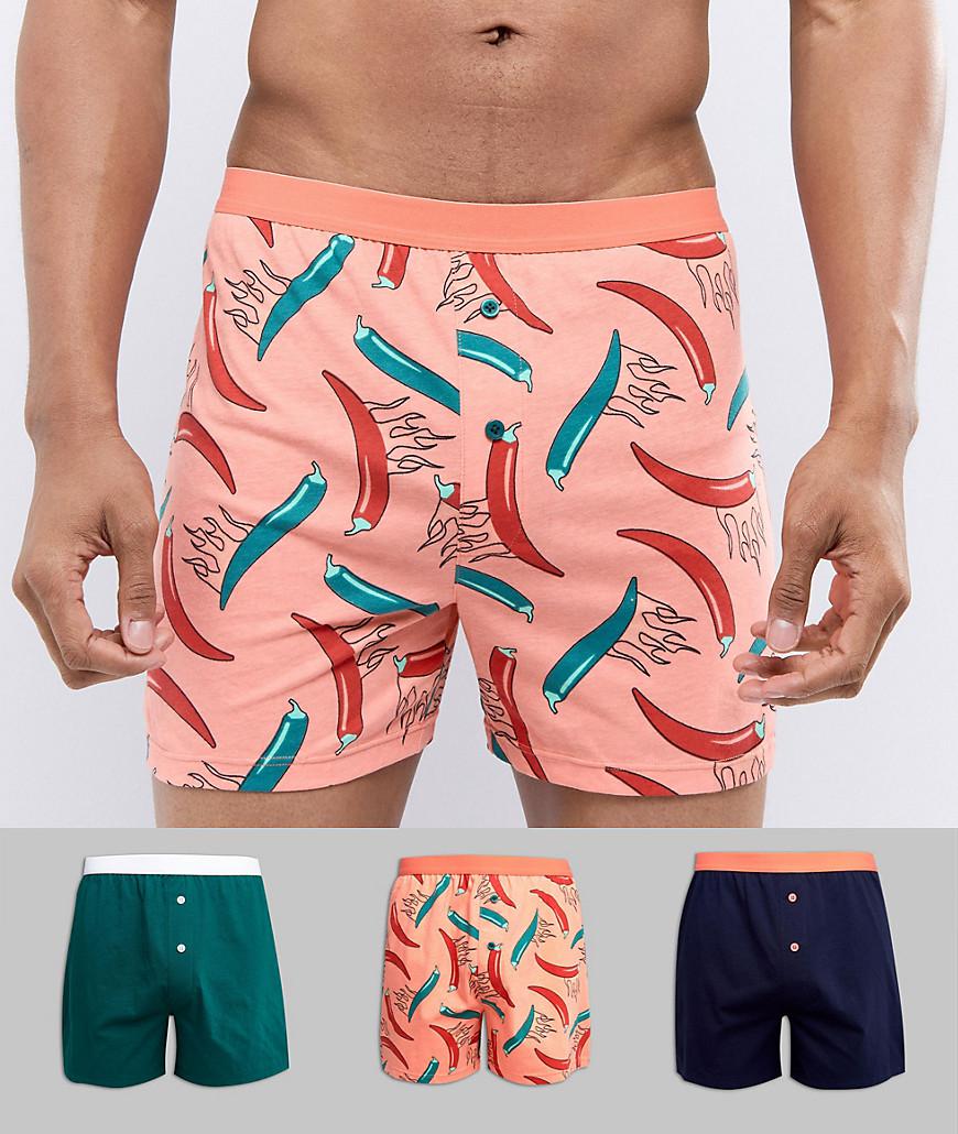 Lyst Asos Tall Jersey Boxers With Chili Print 3 Pack for Men