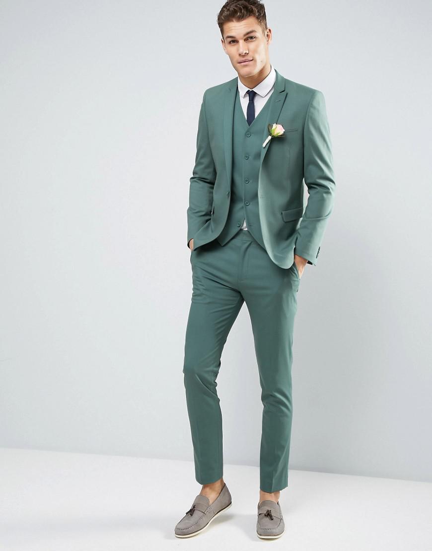 ASOS Synthetic Wedding Skinny Suit Pants In Pine Green for Men - Lyst