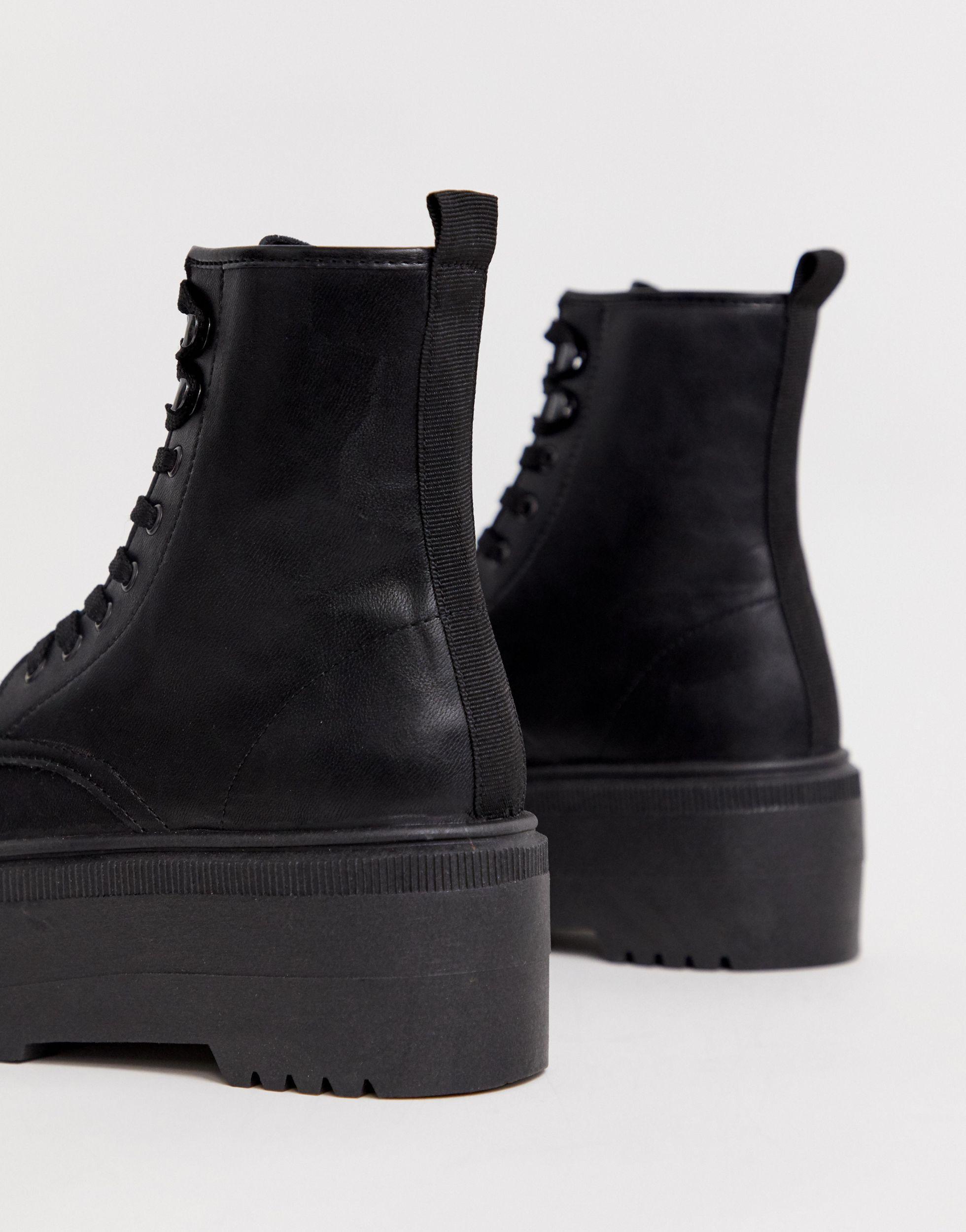asos design agile chunky lace up ankle boots in black
