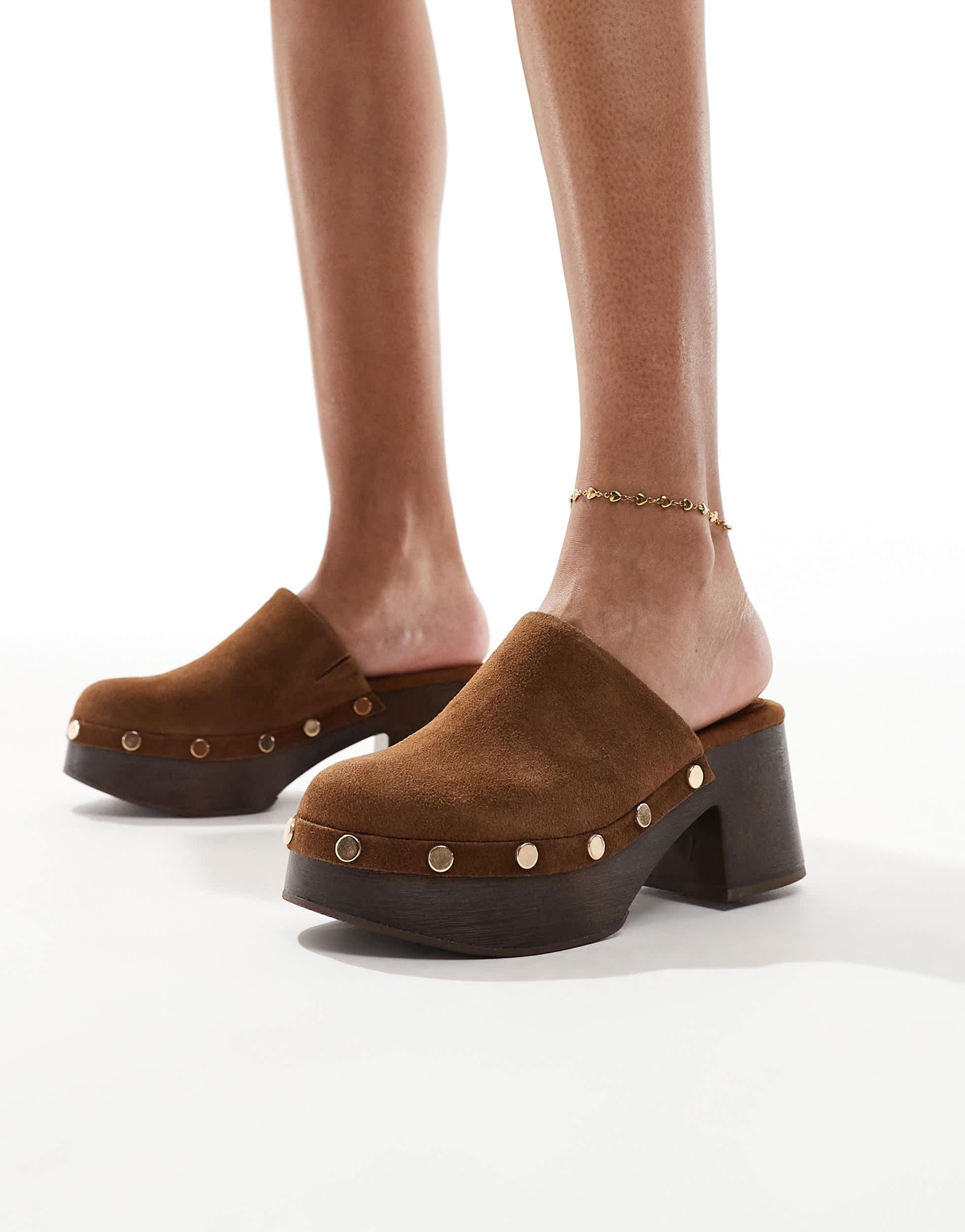 Stradivarius Studded Clog in Brown | Lyst