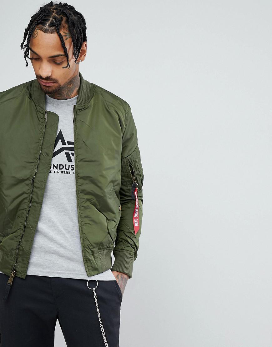 Alpha Industries Ma1-tt Bomber Jacket Slim Fit In Dark Green for Men | Lyst