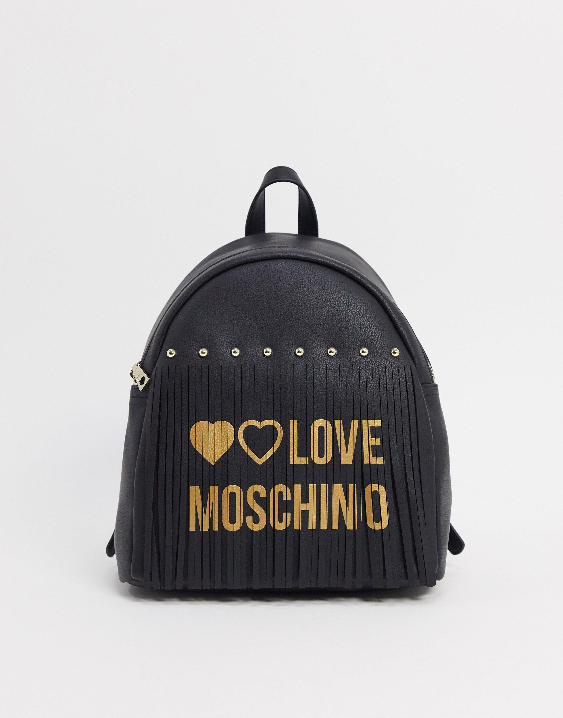Zaino con logo e frange nero di Love Moschino in Nero | Lyst