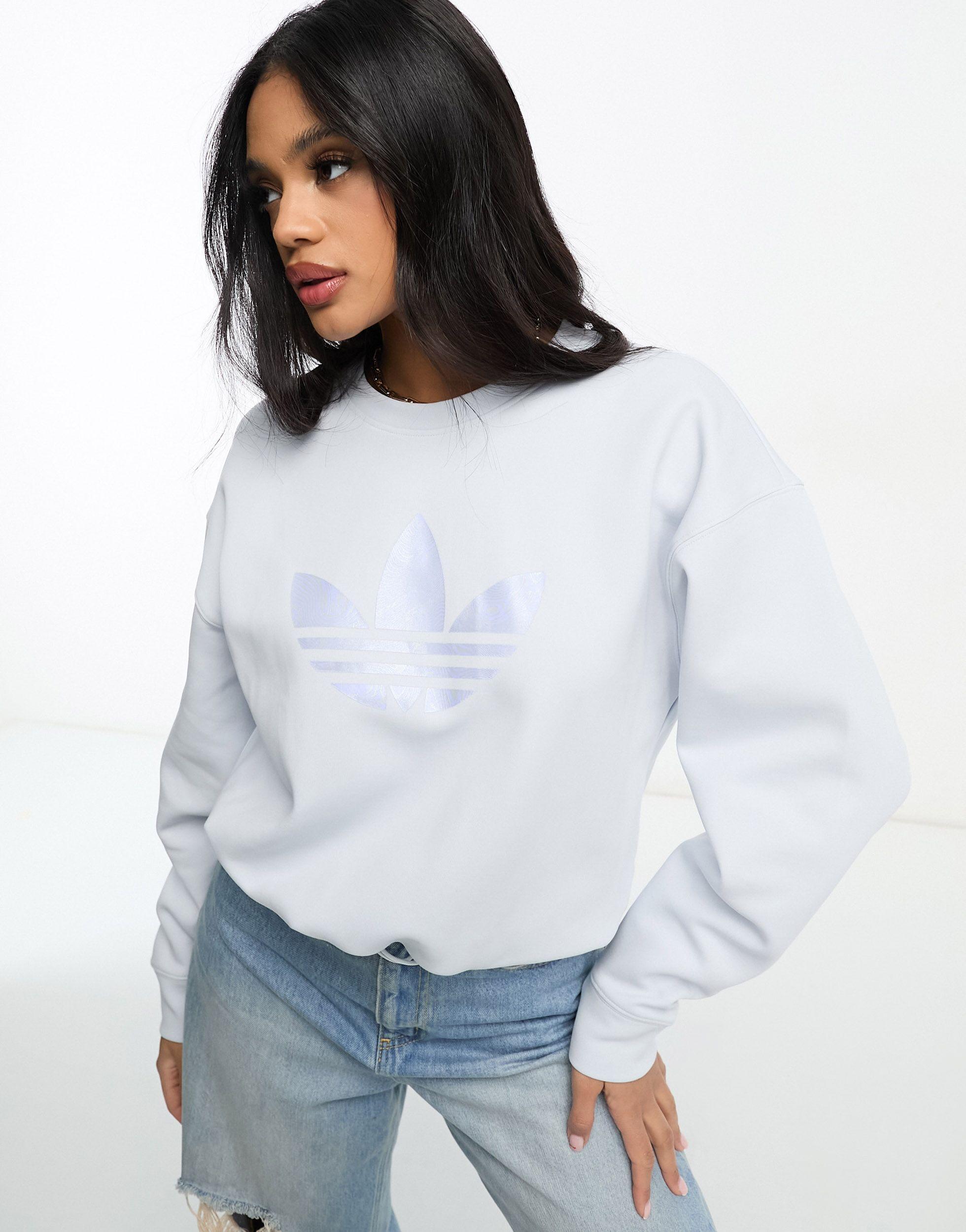 adidas Originals Trefoil Sweatshirt in White | Lyst
