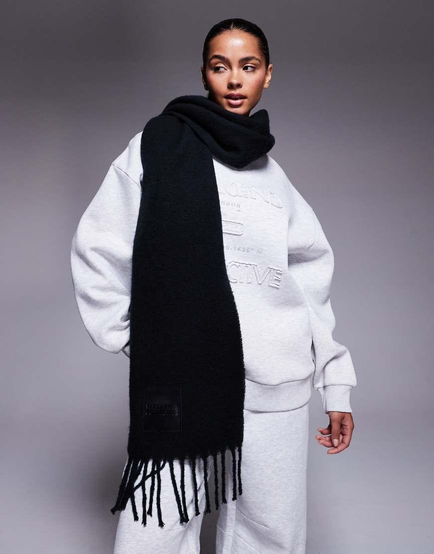 ASOS Weekend Collective Fluffy Scarf in Blue Lyst UK