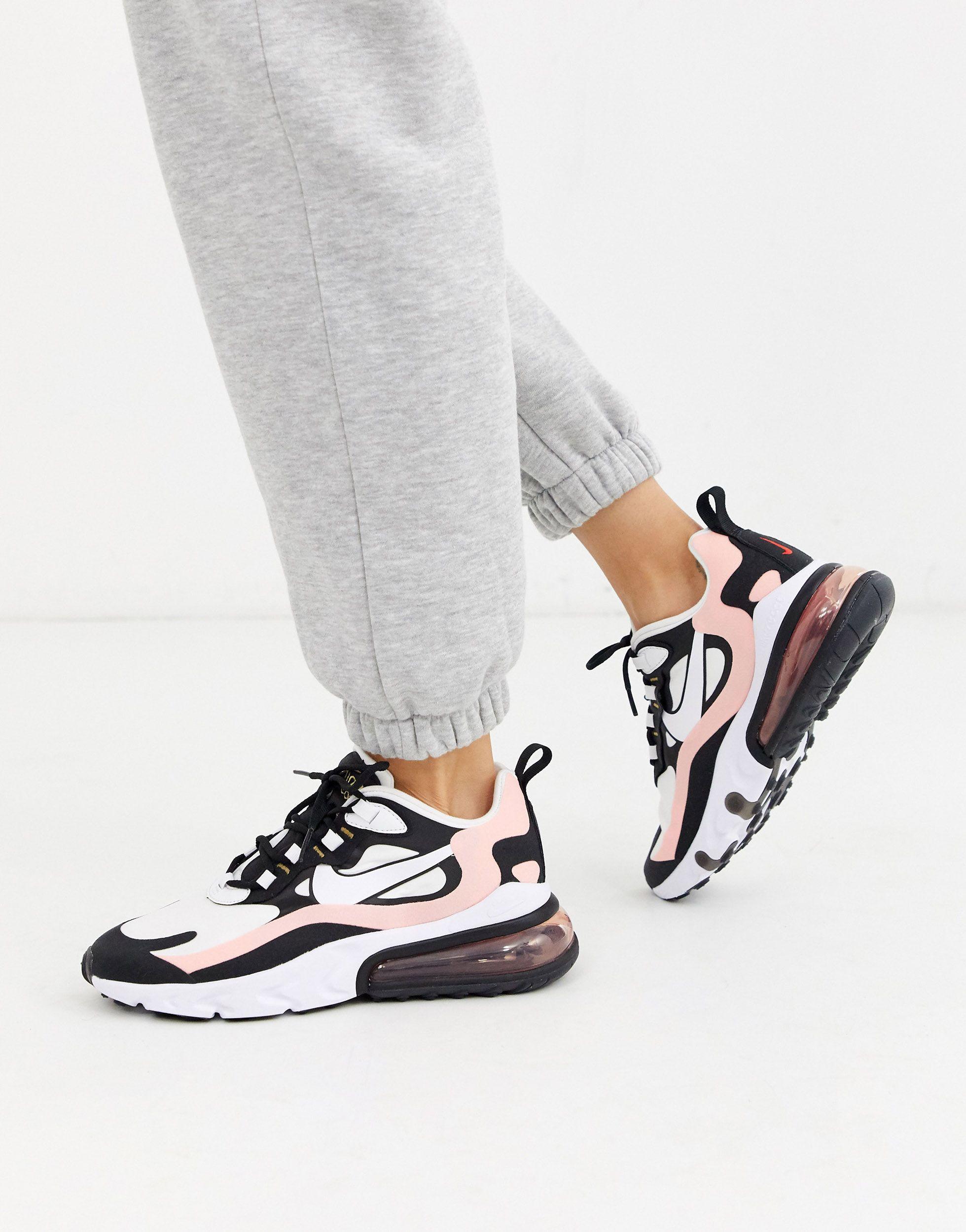 Nike Rubber Pink And Black Air Max 270 React Sneakers-white | Lyst