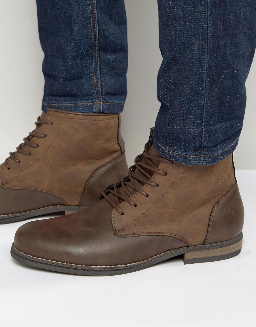 Call It Spring Leather Gorellan Laceup Boots in Brown for Call It Spring Leather Gorellan Laceup Boots in Brown for