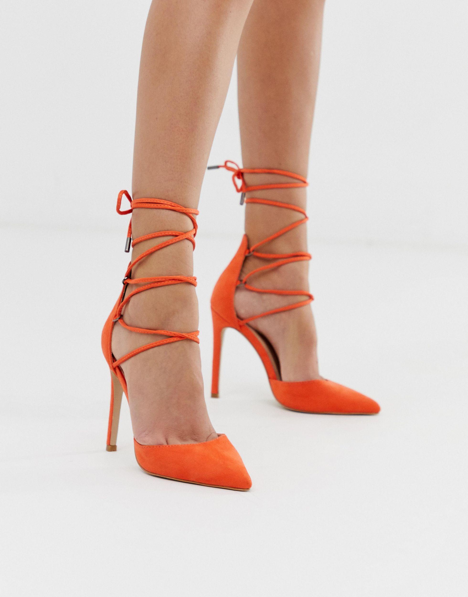 Classy - Scarpe arancioni allacciate alla caviglia con tacco di Public  Desire in Arancione | Lyst