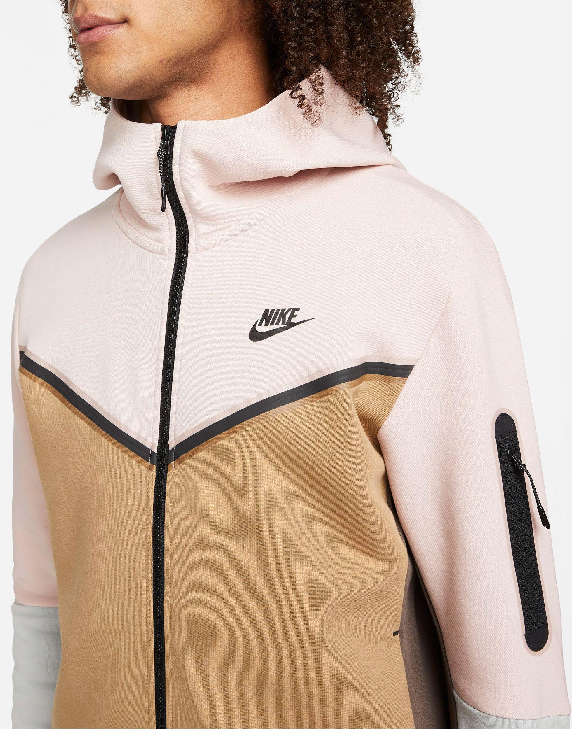 Nike Tech Fleece Full-zip Color Block Hoodie in Pink for Men | Lyst