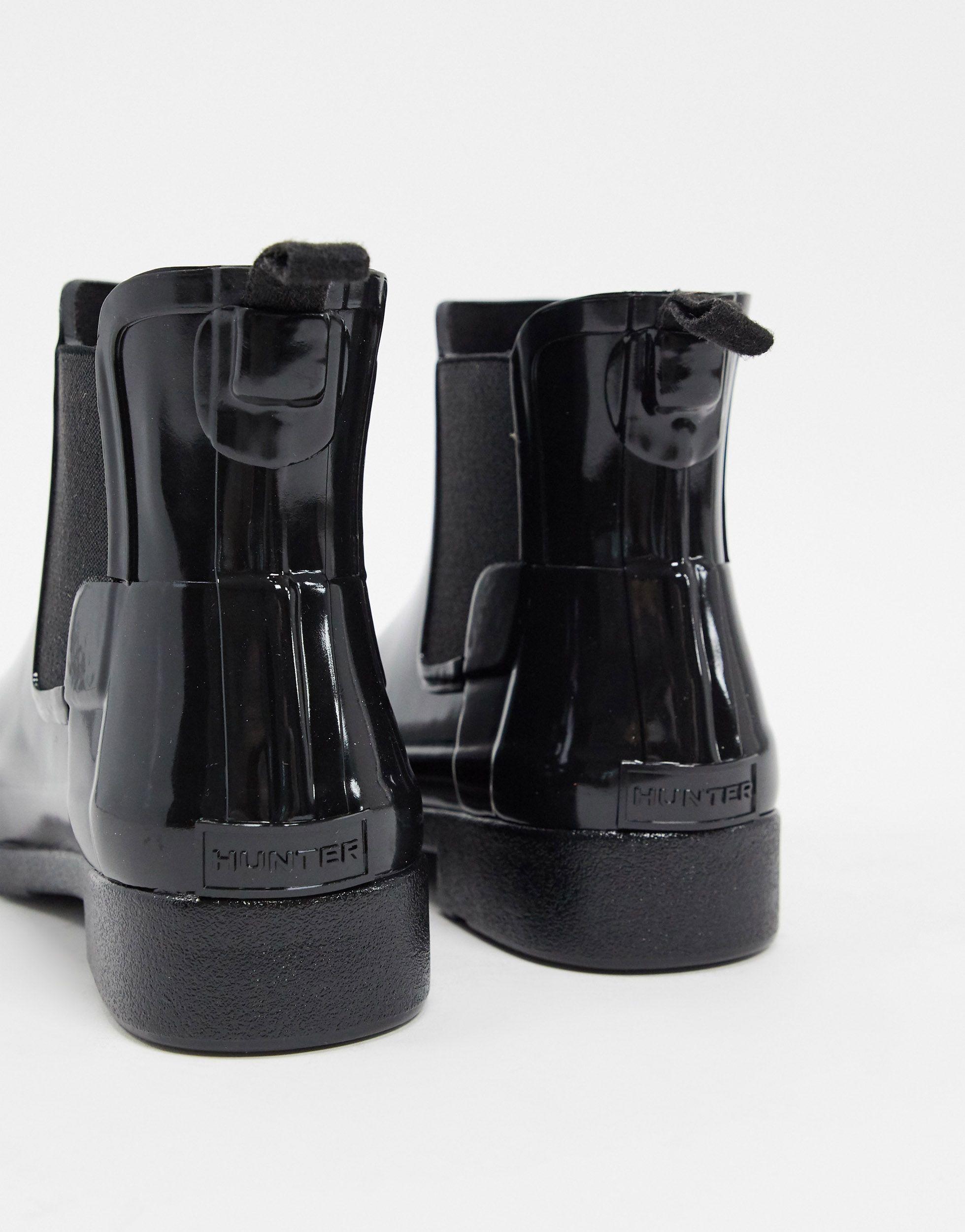 hunter original refined black gloss chelsea wellington boots
