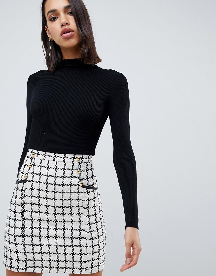 Lipsy 2 In 1 Dress With Checked Skirt In Mono in Black | Lyst UK