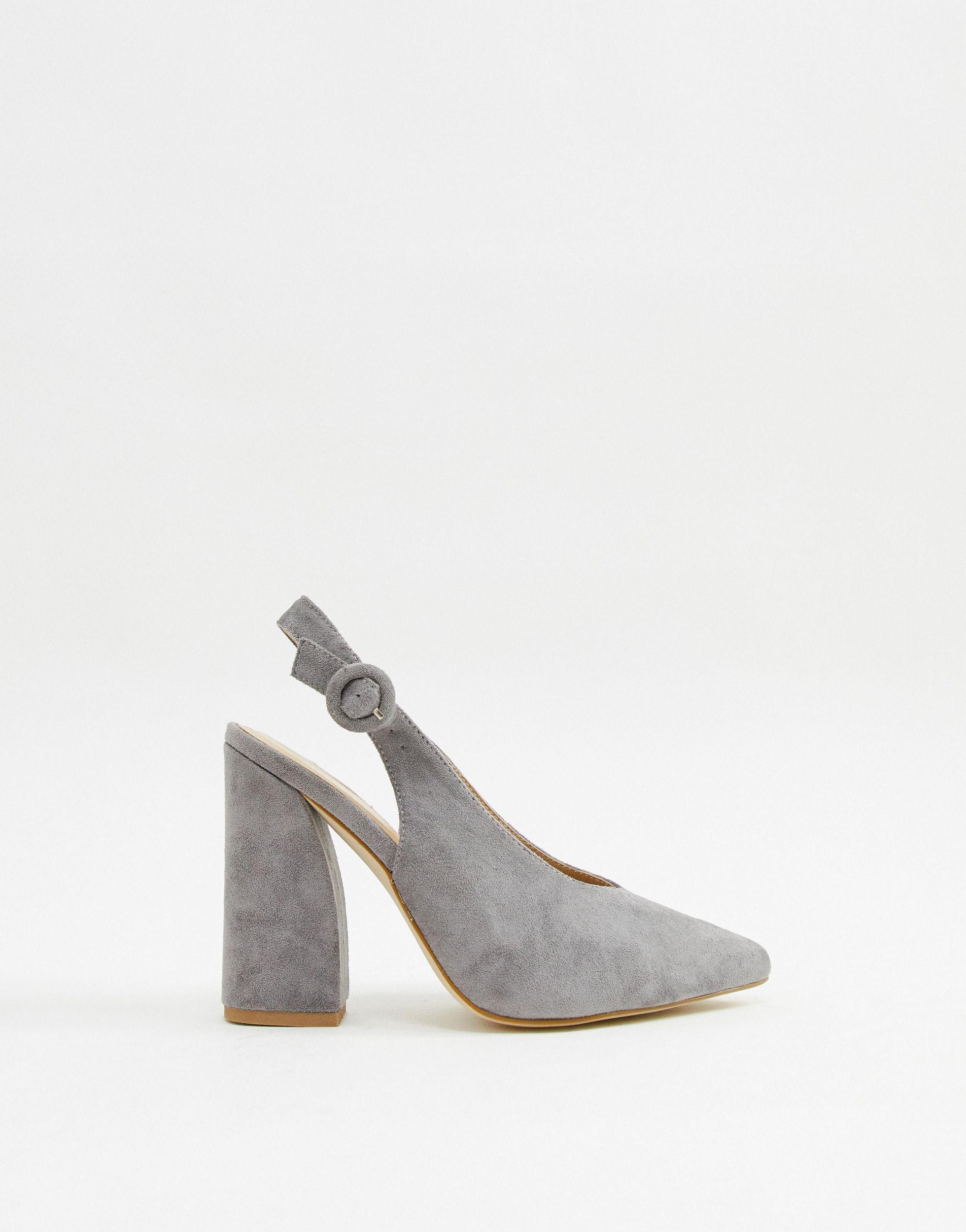 Raid Wide Fit Brook Grey Block Heeled Shoes in Gray | Lyst