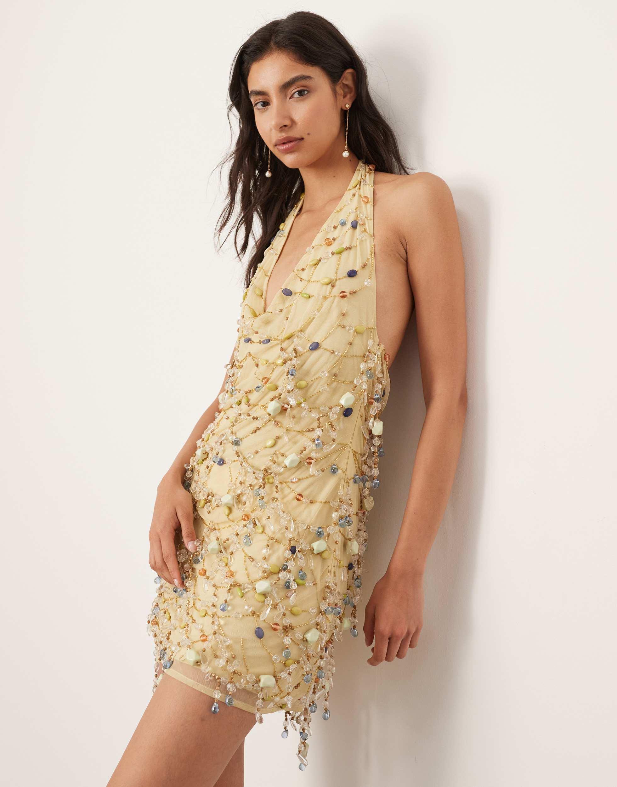 Asos edition disc and pearl mini dress sale