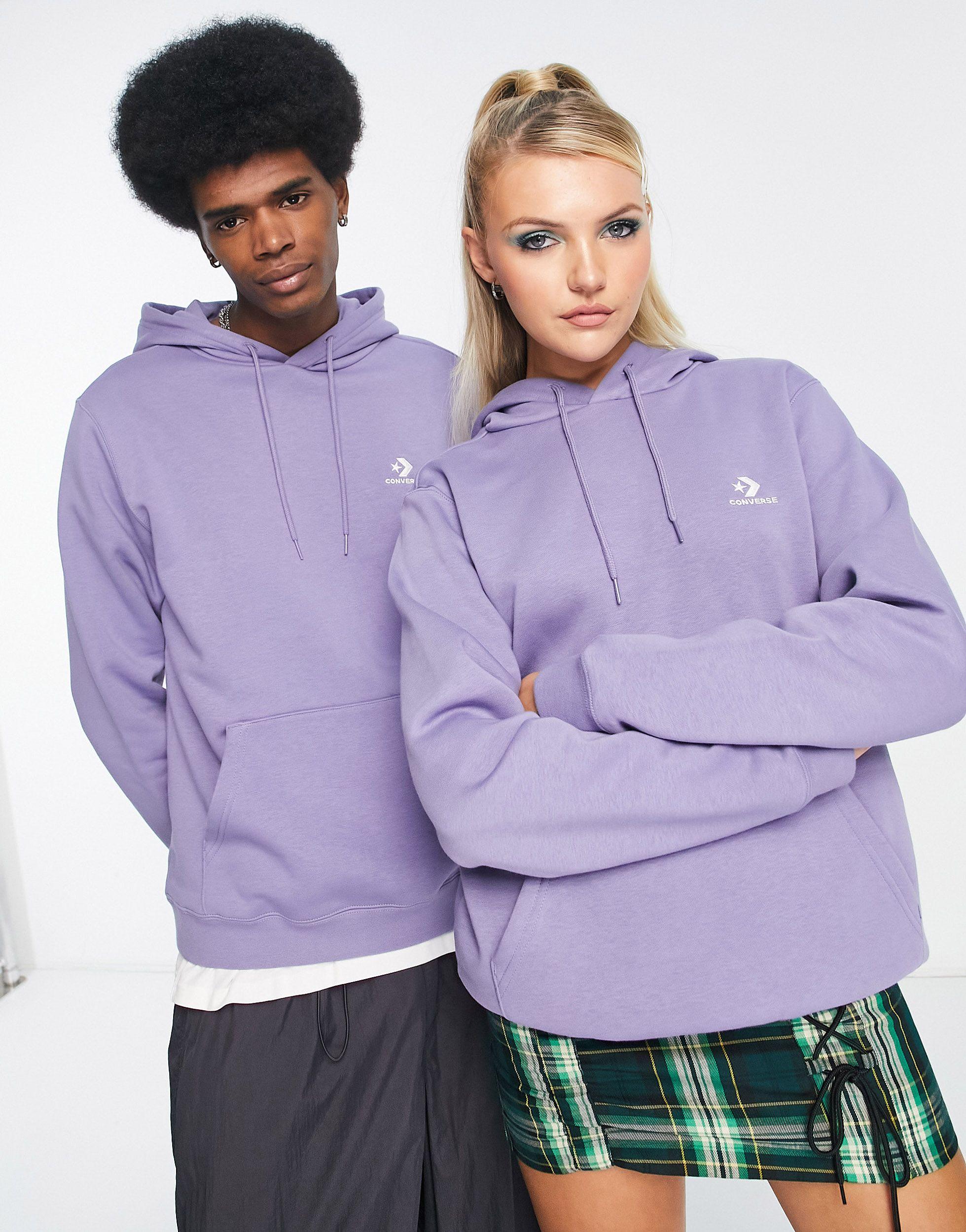 Converse Unisex Star Chevron Logo Hoodie in Purple | Lyst