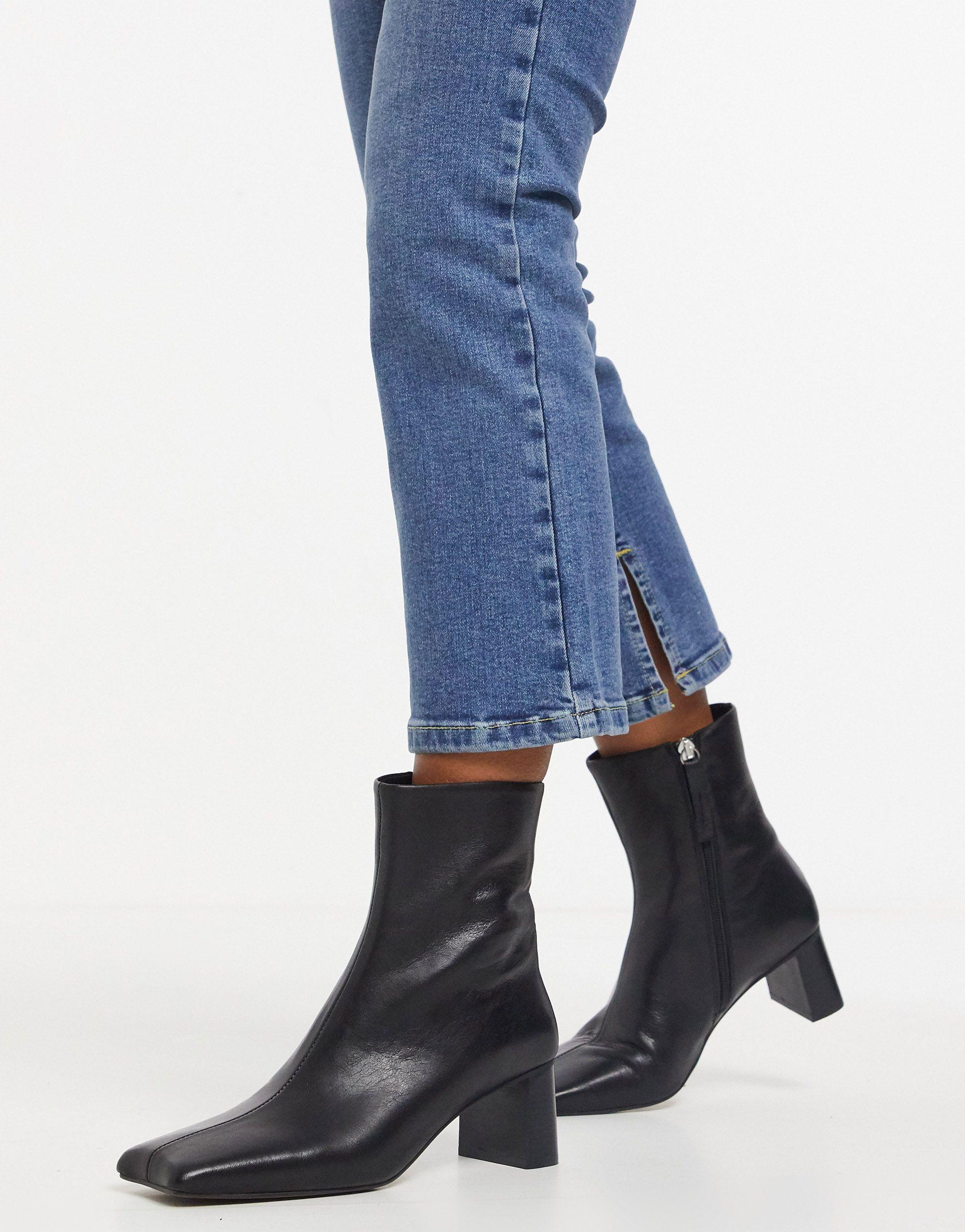 ASOS Leer Rain - Premium Leren Laarzen Met Vierkante Neus in het Zwart -  Lyst