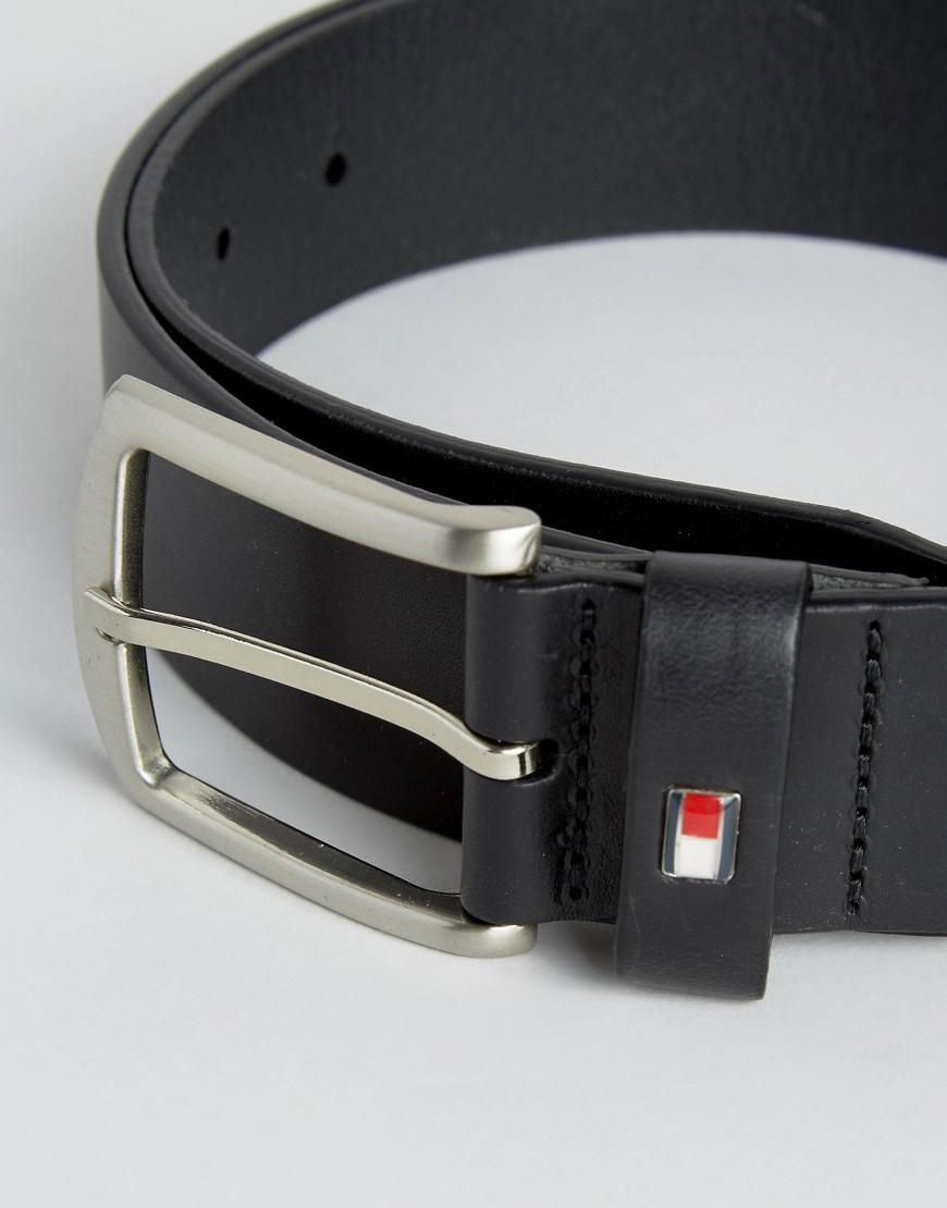 Tommy Hilfiger Denton Flag Logo Leather Belt In Black for Men - Save 39 ...