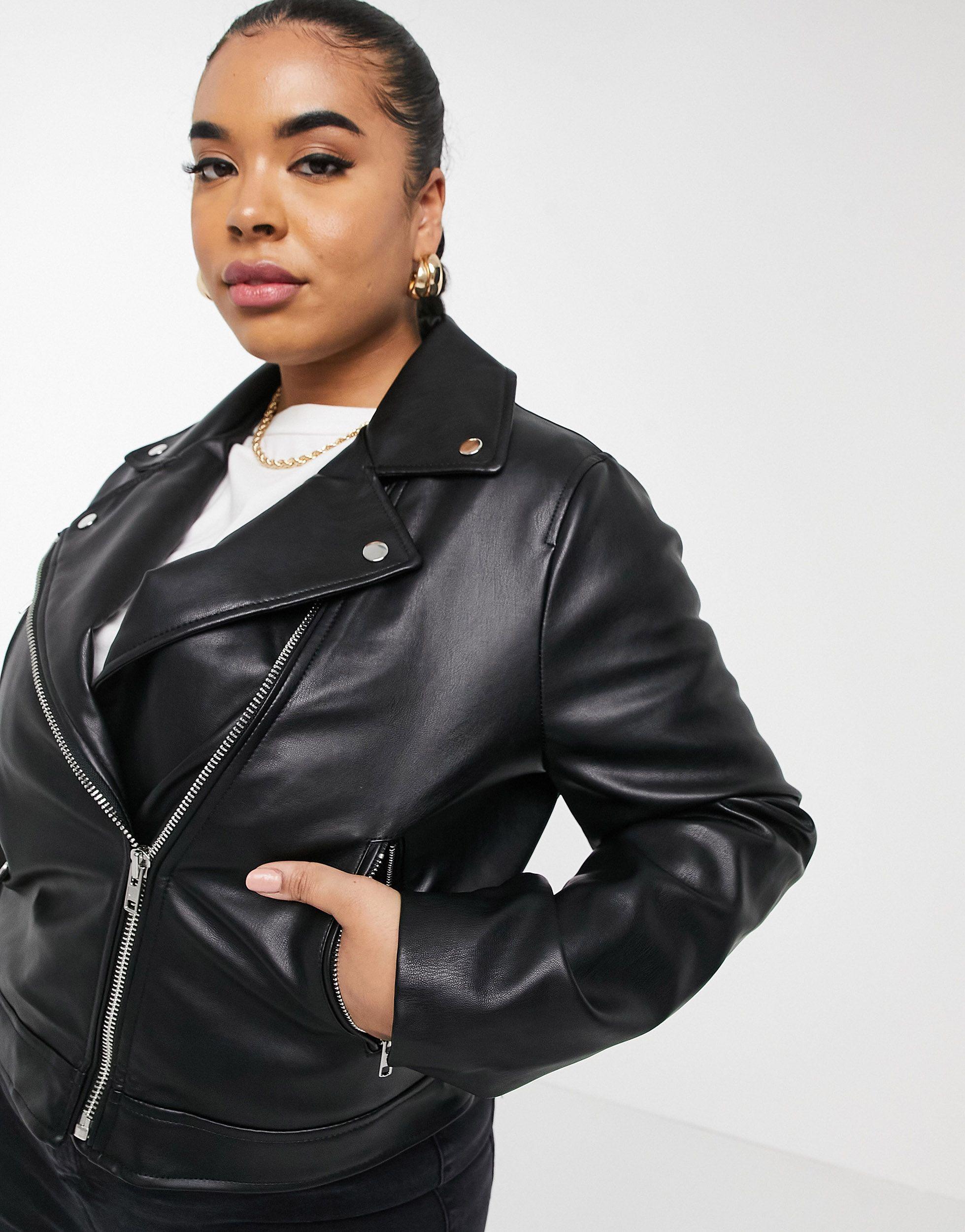 asos curve leather jacket