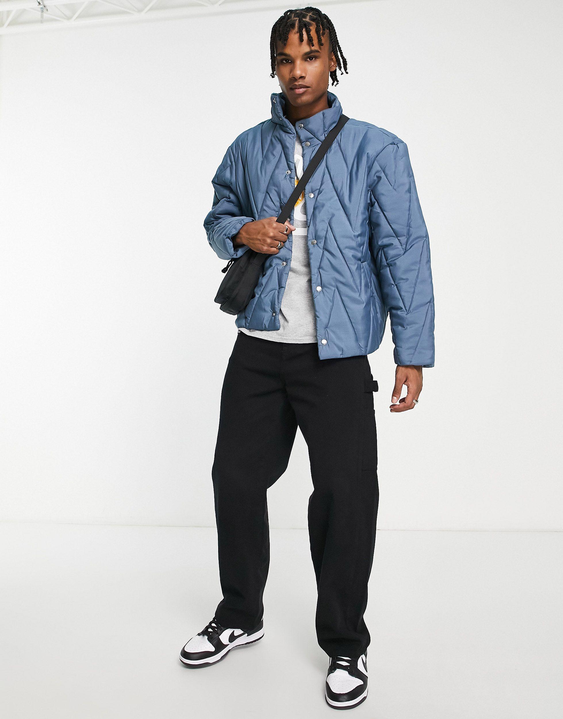Another Influence Zig Zag Stitch Jacket in Blue for Men | Lyst