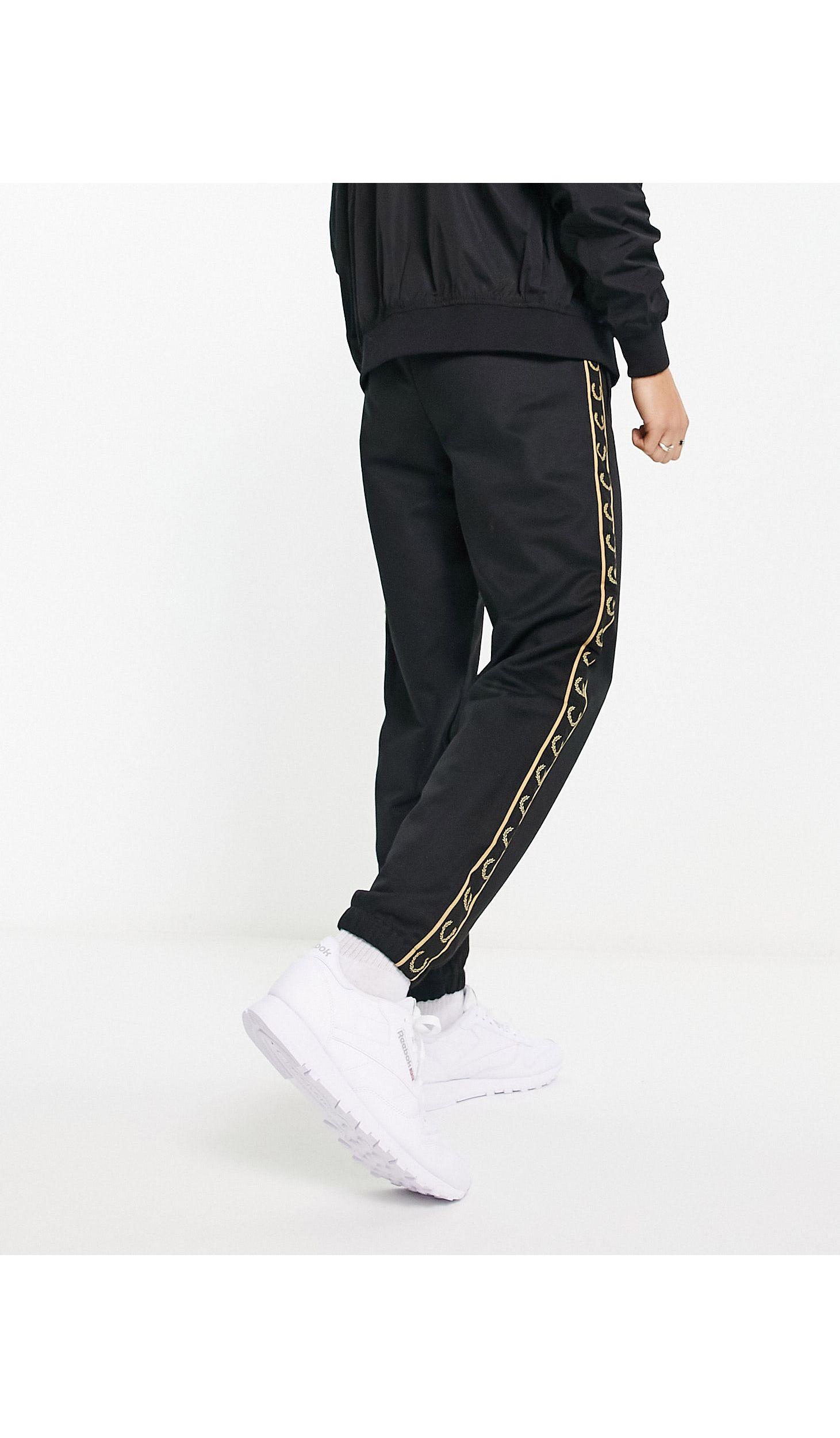 Fred Perry Taped Track joggers in Black for Men | Lyst