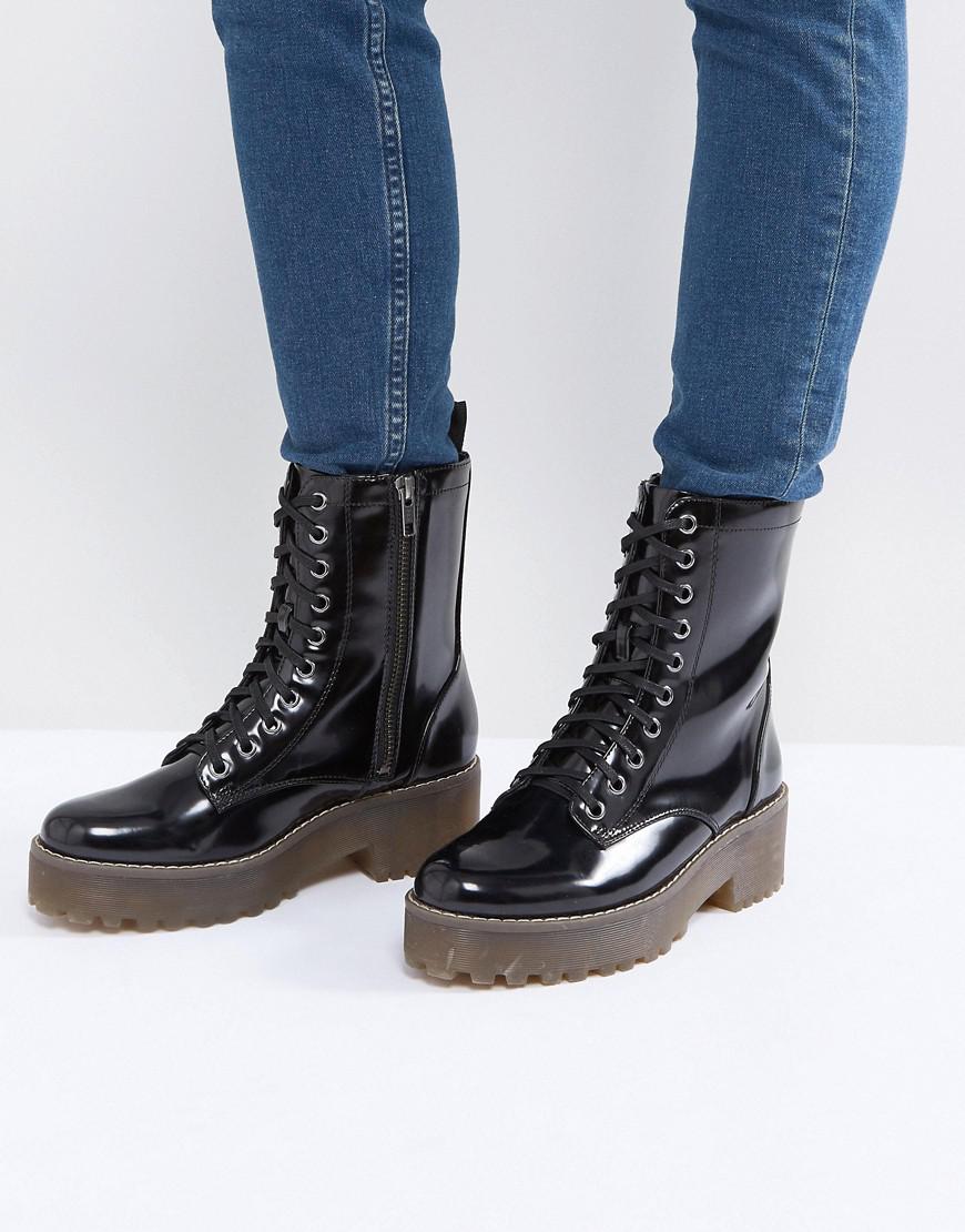 monki lace up boots in black