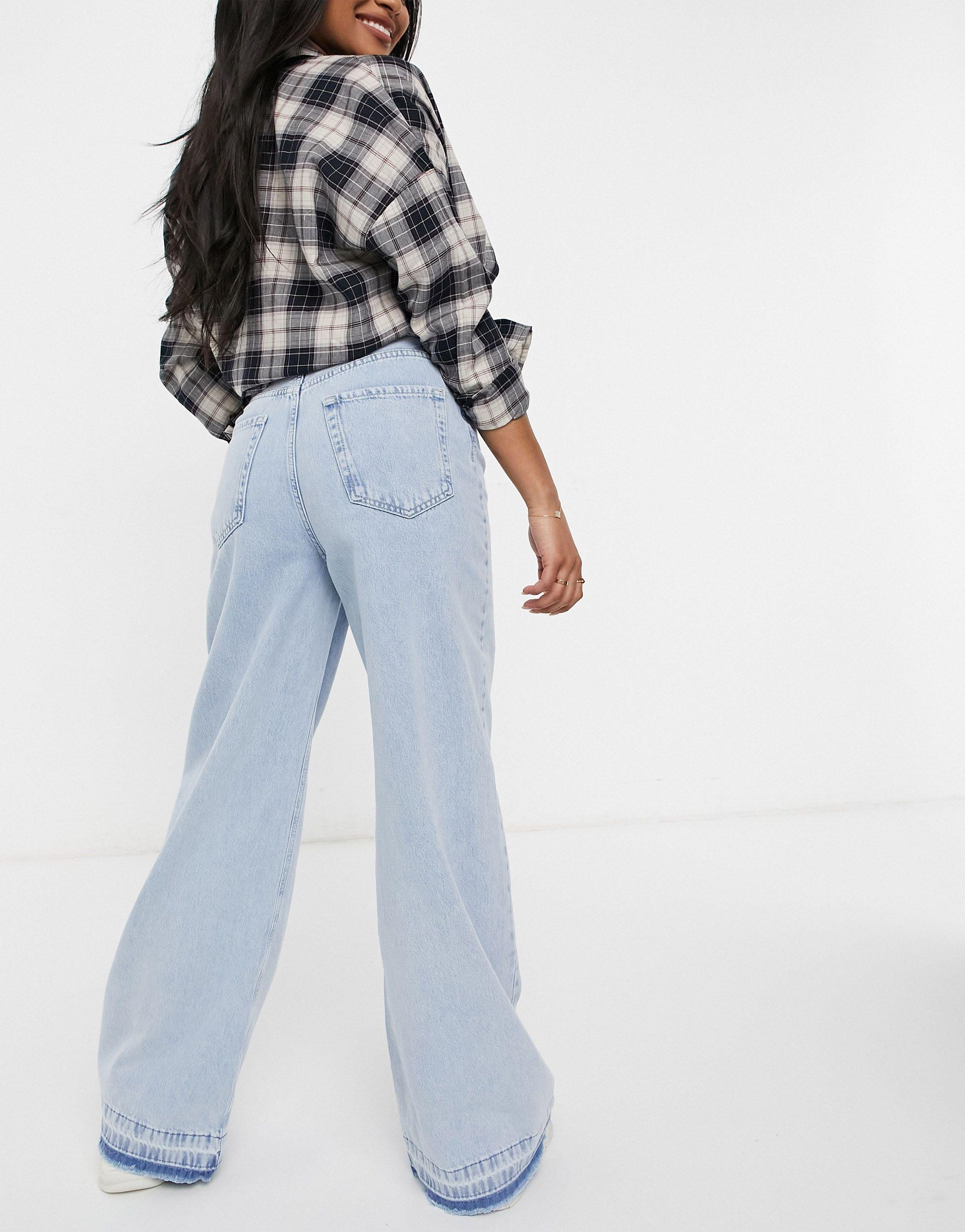 Stradivarius Denim Petite Super Wide Leg Jeans in Blue | Lyst