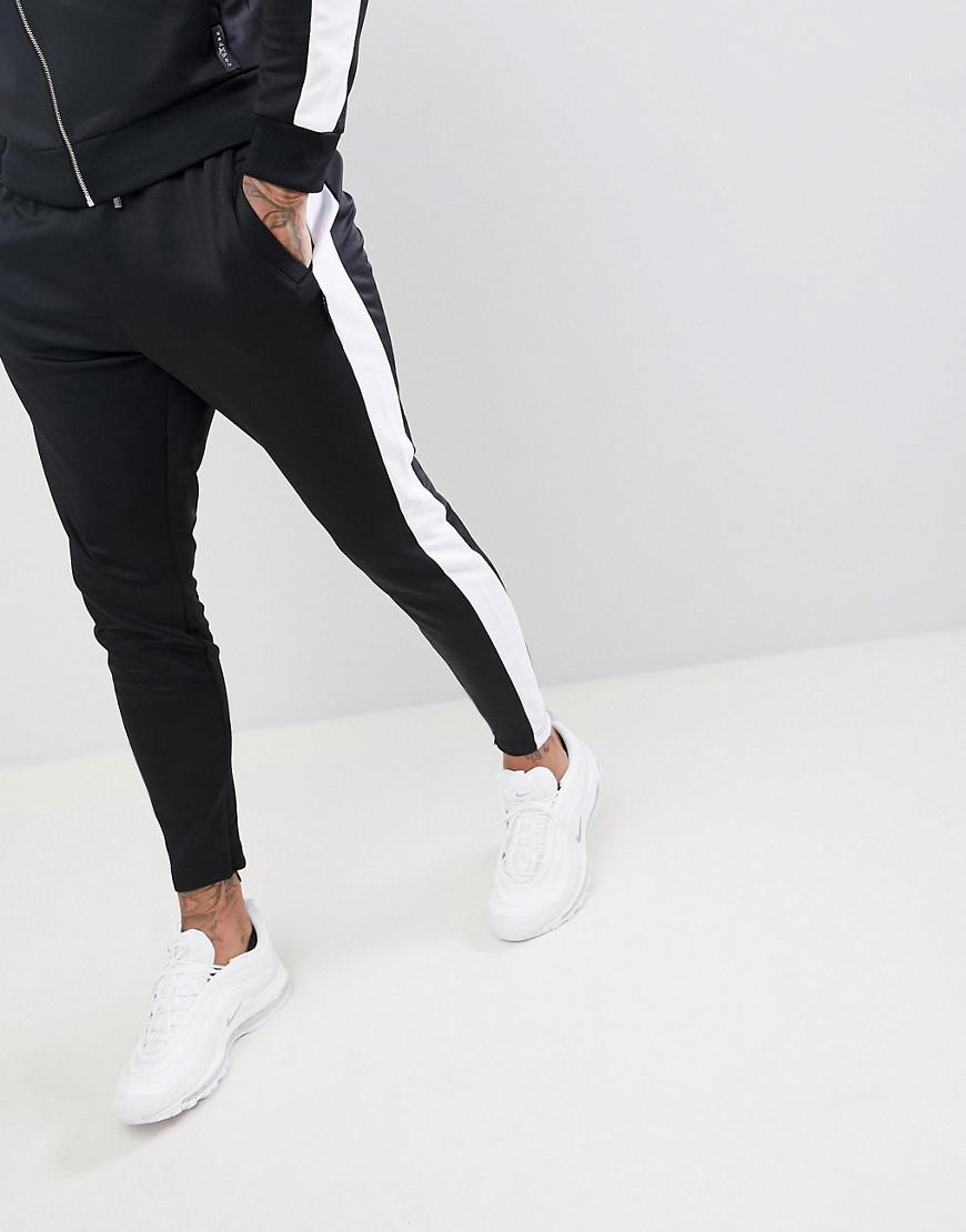 The Couture Club Denim Muscle Fit Skinny joggers In Black With Side Stripe  for Men - Lyst