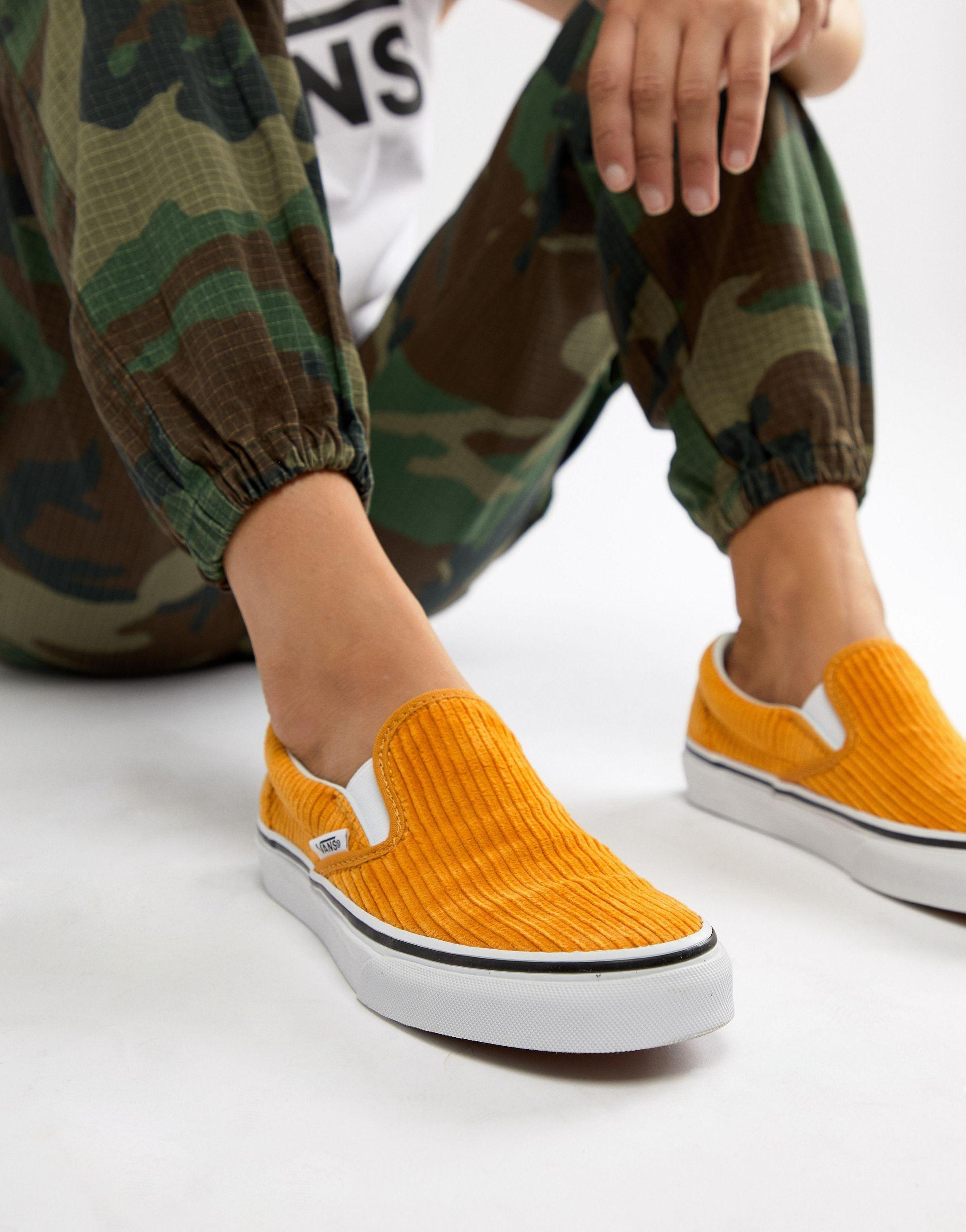 Yellow Corduroy Classic Slip on Sneakers