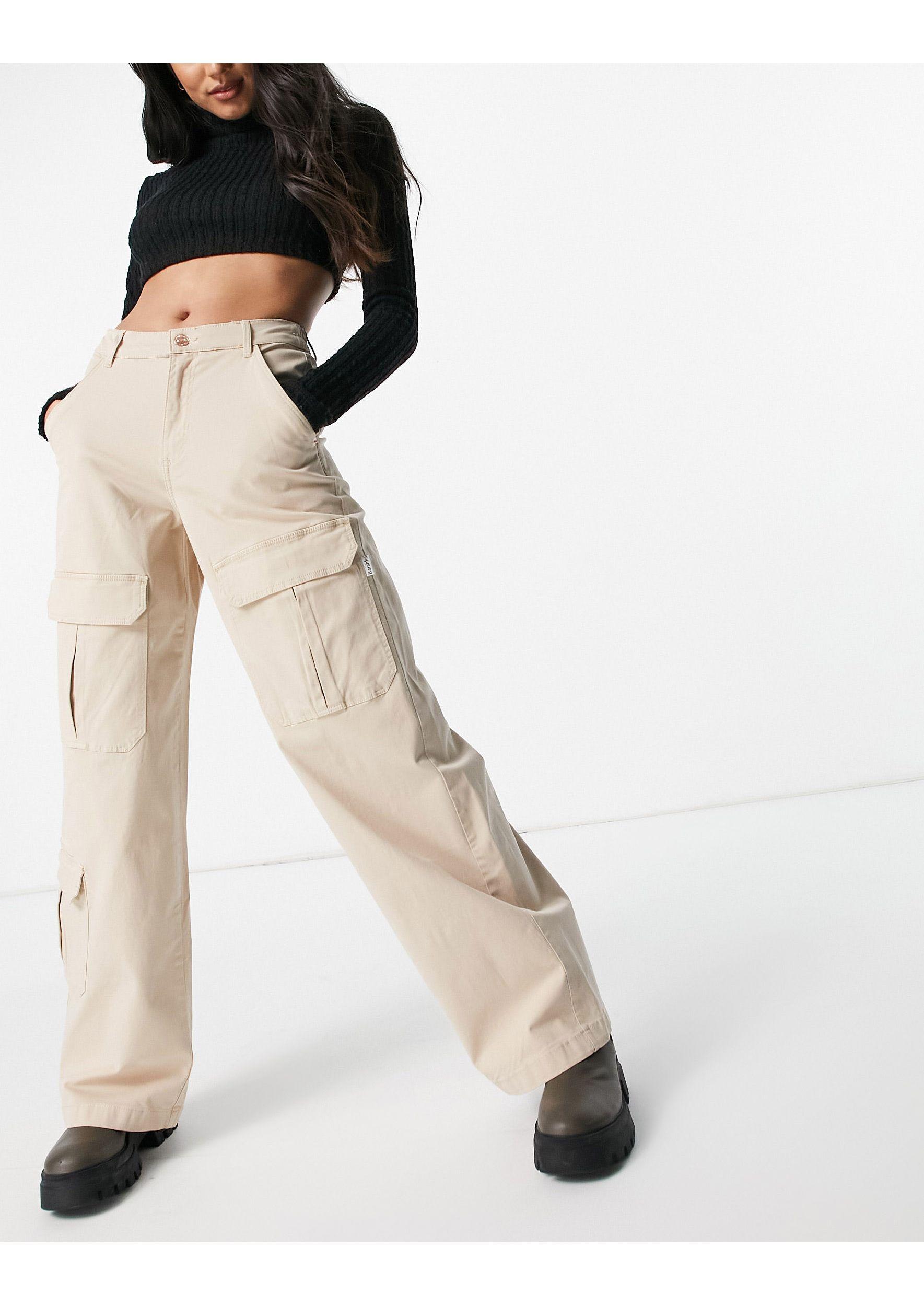 Bershka Organic Cotton Wide Leg Cargo 