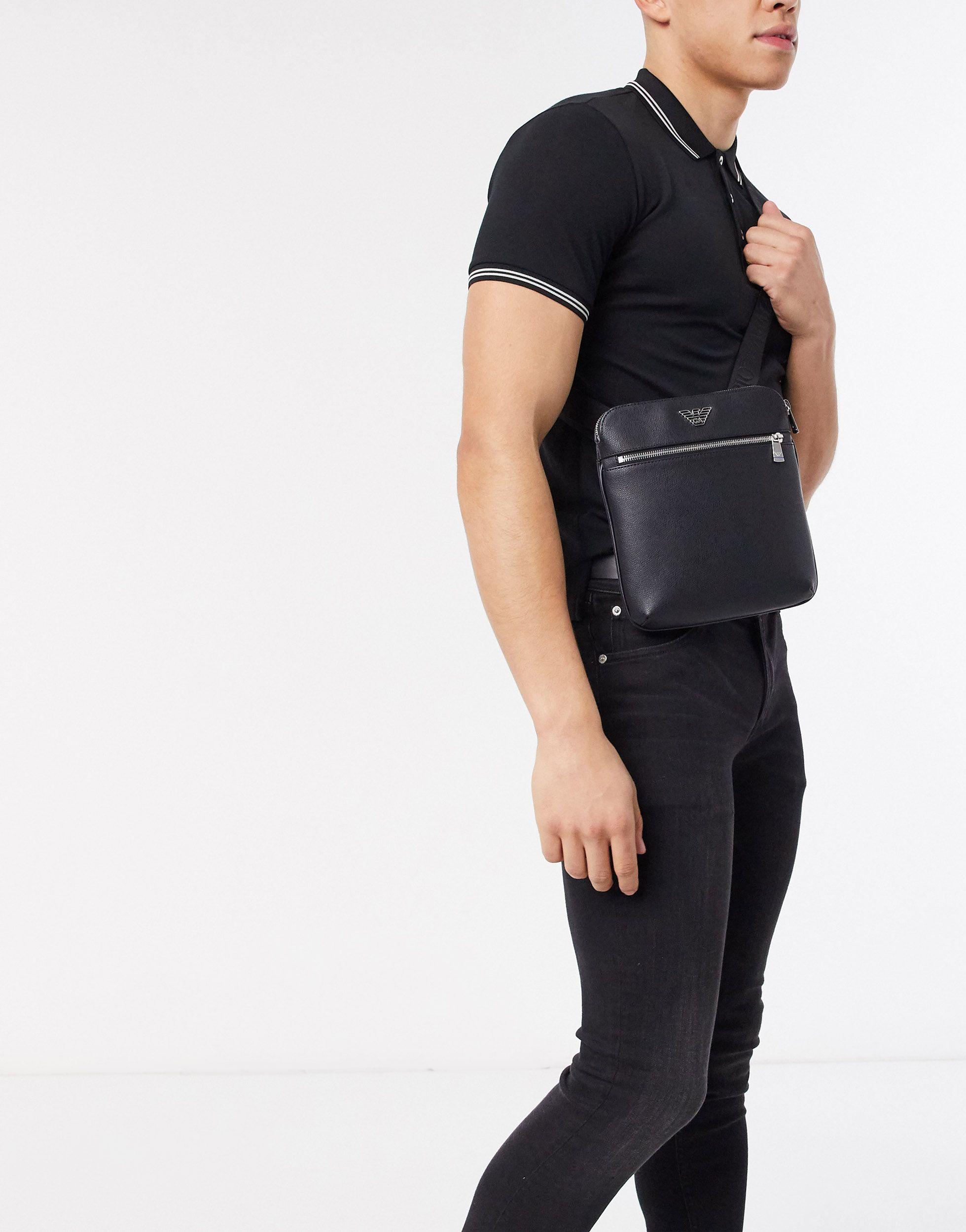 Emporio Armani Synthetic Eagle Crossbody Bag in Black for Men | Lyst