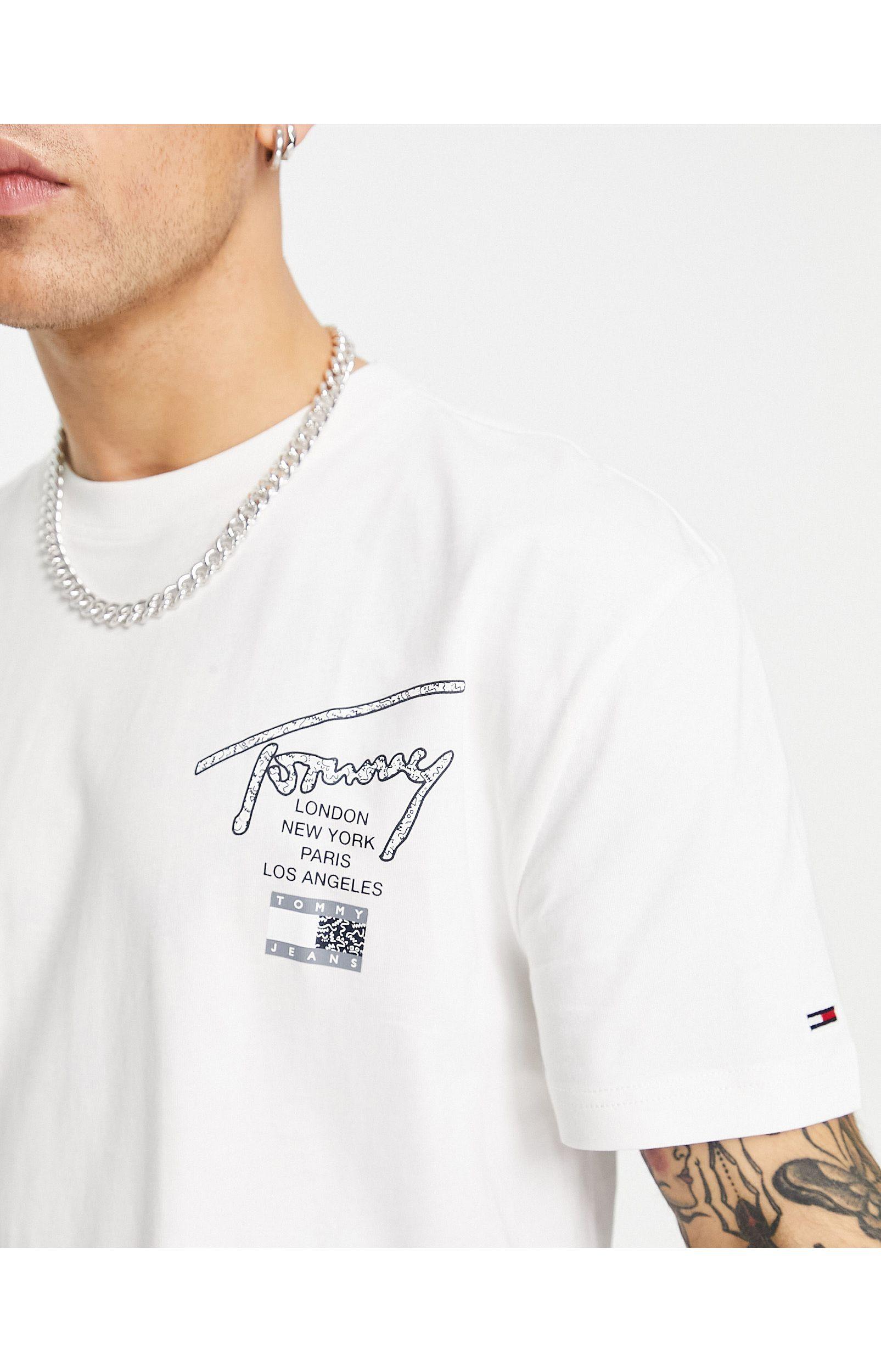 Tommy Hilfiger Back Logo Print Classic Fit T-shirt in White for Men | Lyst