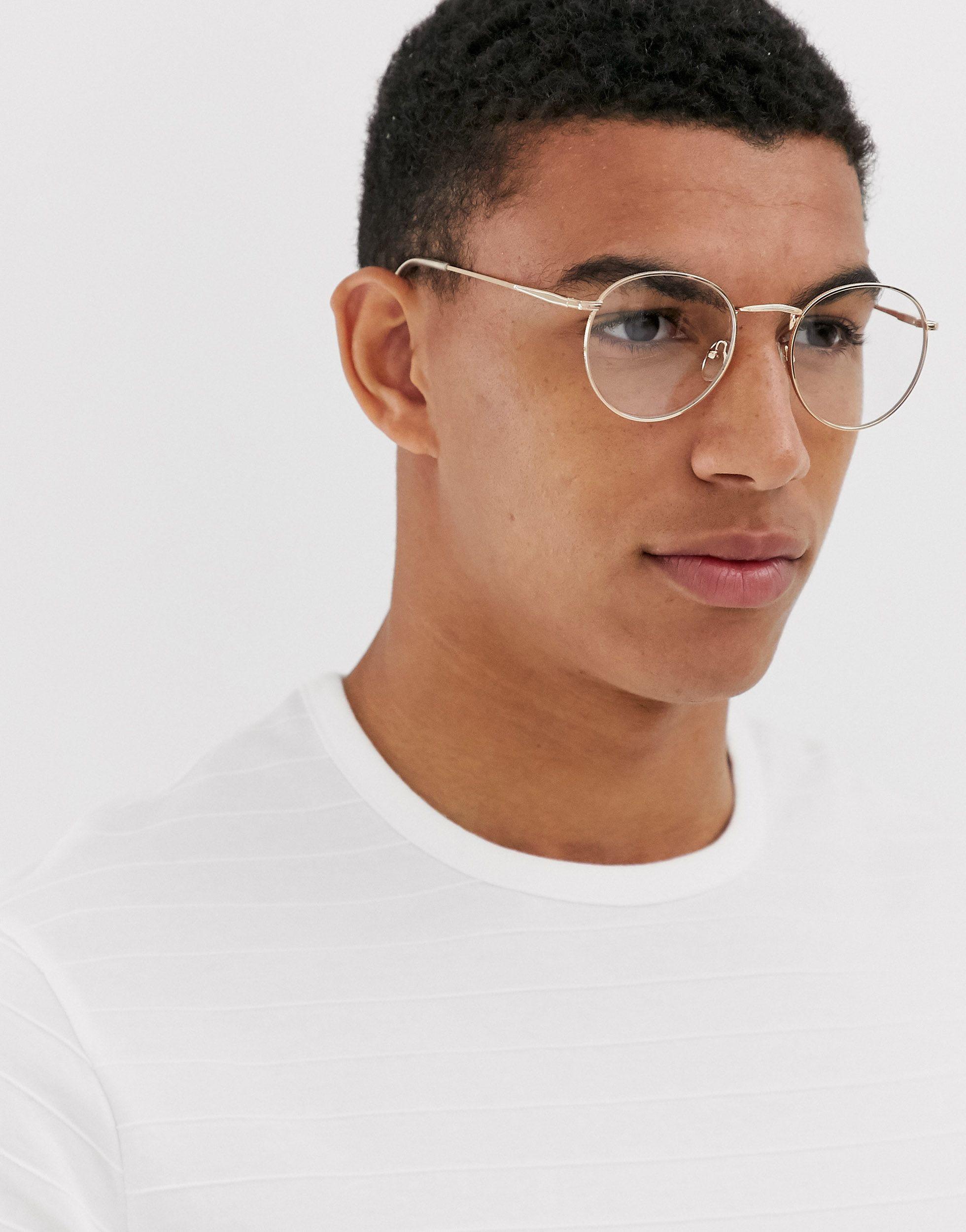 ASOS Round Fashion Glasses in Natural for Men | Lyst