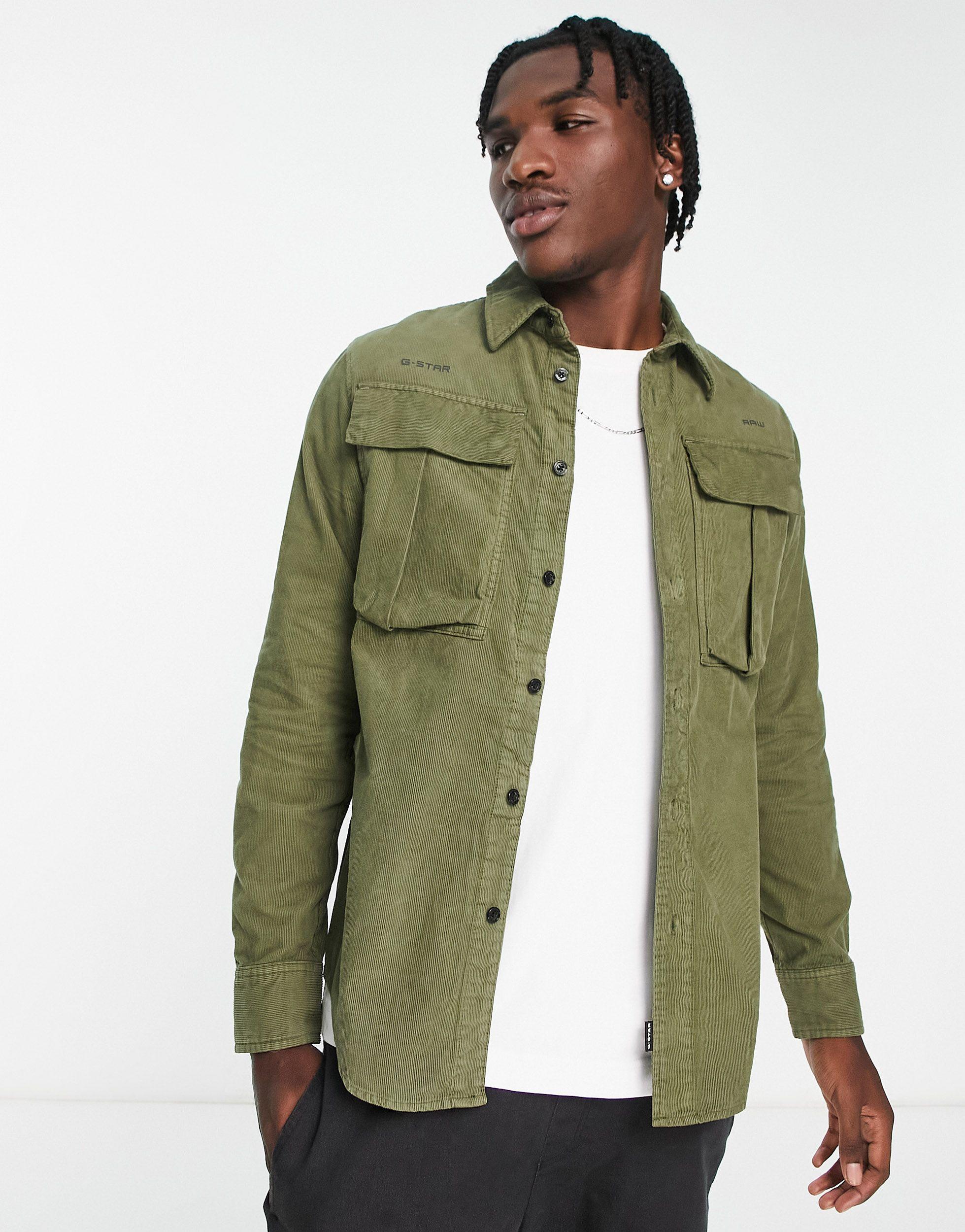 G-Star RAW Submarine Regular Fit Long Sleeve Shirt in Green for