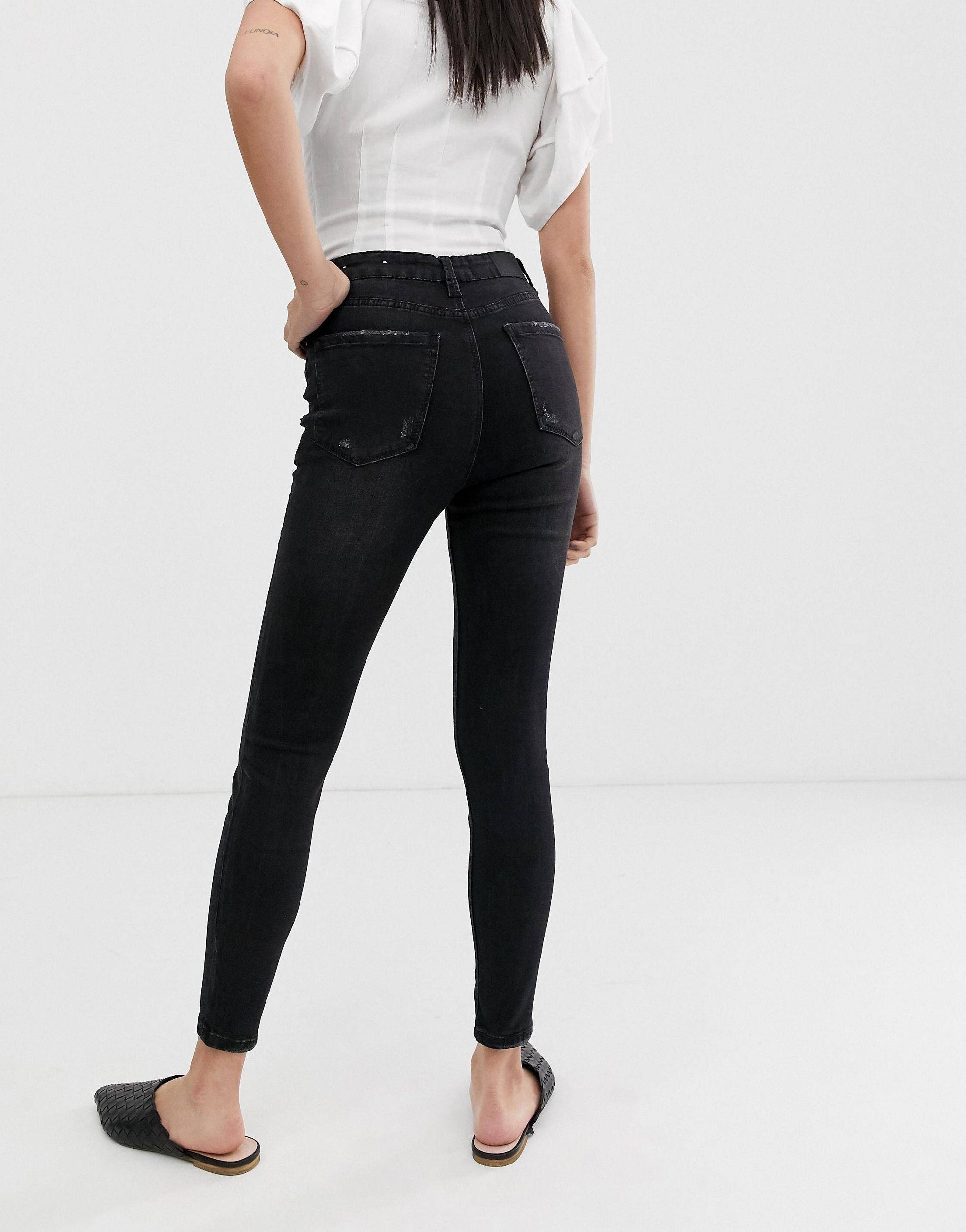 Jeans skinny vita super altaStradivarius in Denim di colore Nero | Lyst