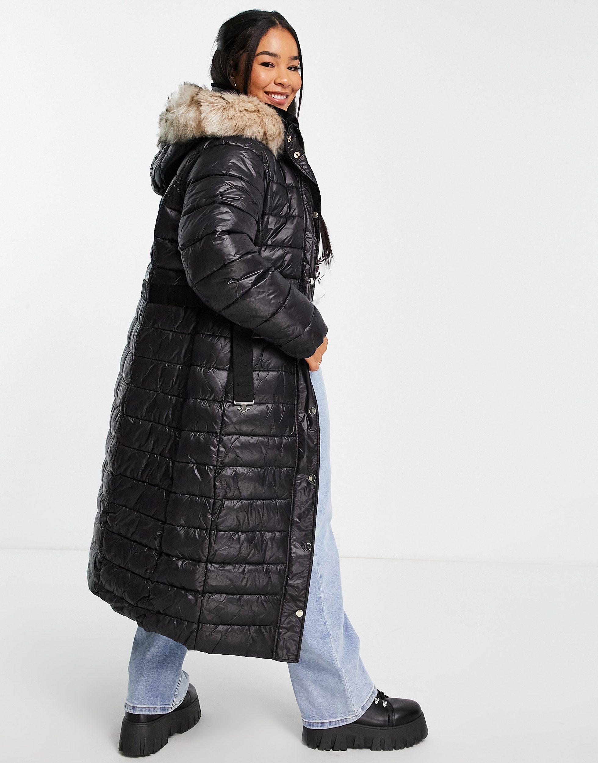 New River Island Parka Fur,size Available 12 And 14,black 